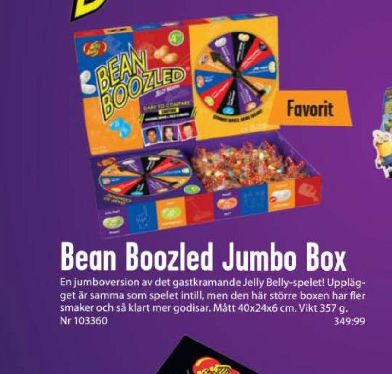 Erbjudanden och prisjämförelser på jelly belly jumbo box spel, godis 0,357 kg. 1 (pk) 349,99 980.36/kg.