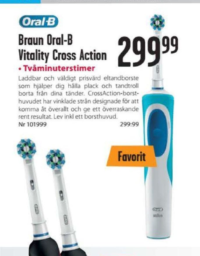 Erbjudanden och prisjämförelser på braun oral-b vitality cross action, eltandborste 1 (st) 299,99