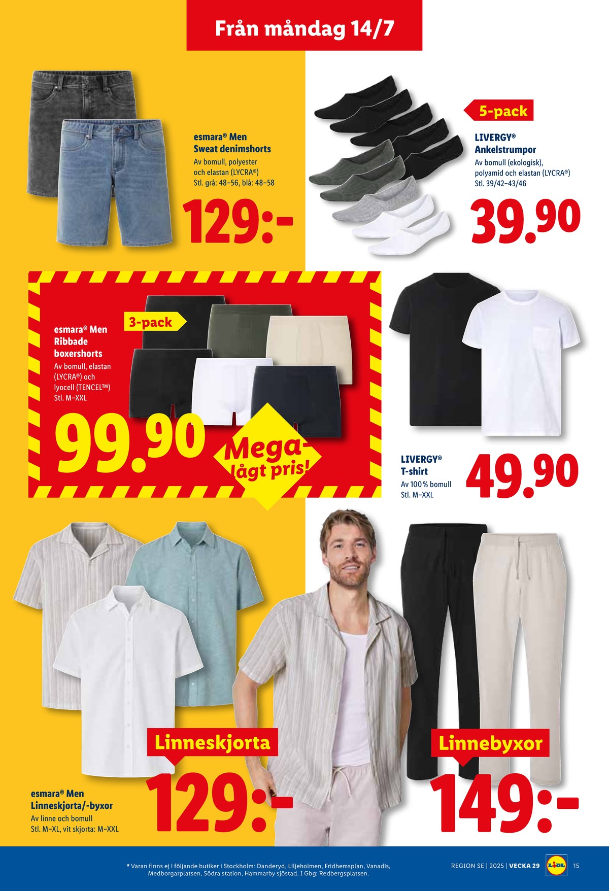 Se Lidl reklamblad för vecka 29 på Kampanjveckan.se. Se bra erbjudanden på många varor, t.ex. skjortor esmara men eller boxer esmara men. Läs reklambladet här! Sida 16
