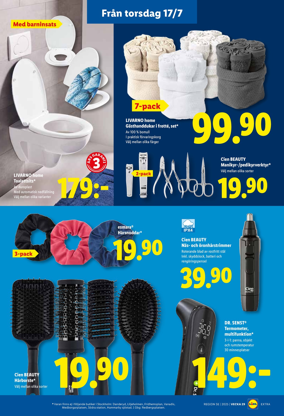 Se Lidl reklamblad för vecka 29 på Kampanjveckan.se. Se bra erbjudanden på många varor, t.ex. hårsnoddar esmara eller hårborste cien. Läs reklambladet här! Sida 21
