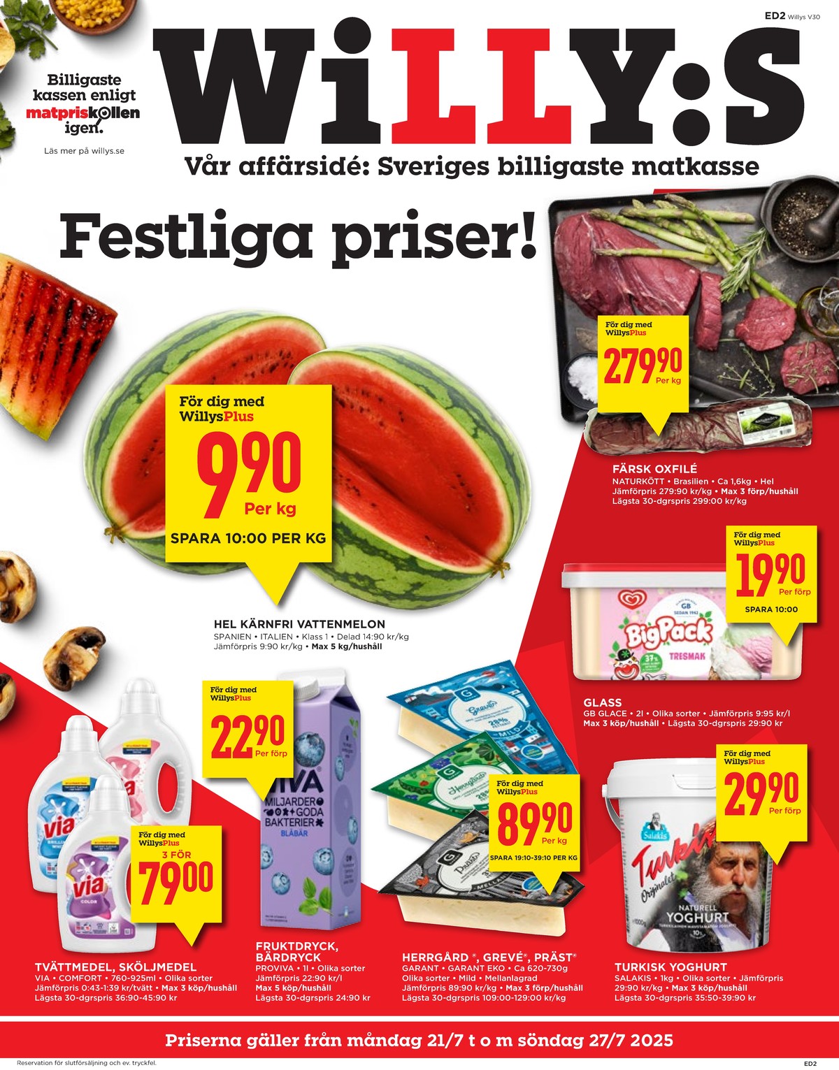 Se WILLY:S reklamblad för vecka 30 på Kampanjveckan.se. Se bra erbjudanden på många varor, t.ex. sköljmedel comfort eller tvättmedel pulver via. Läs reklambladet här! Sida 1
