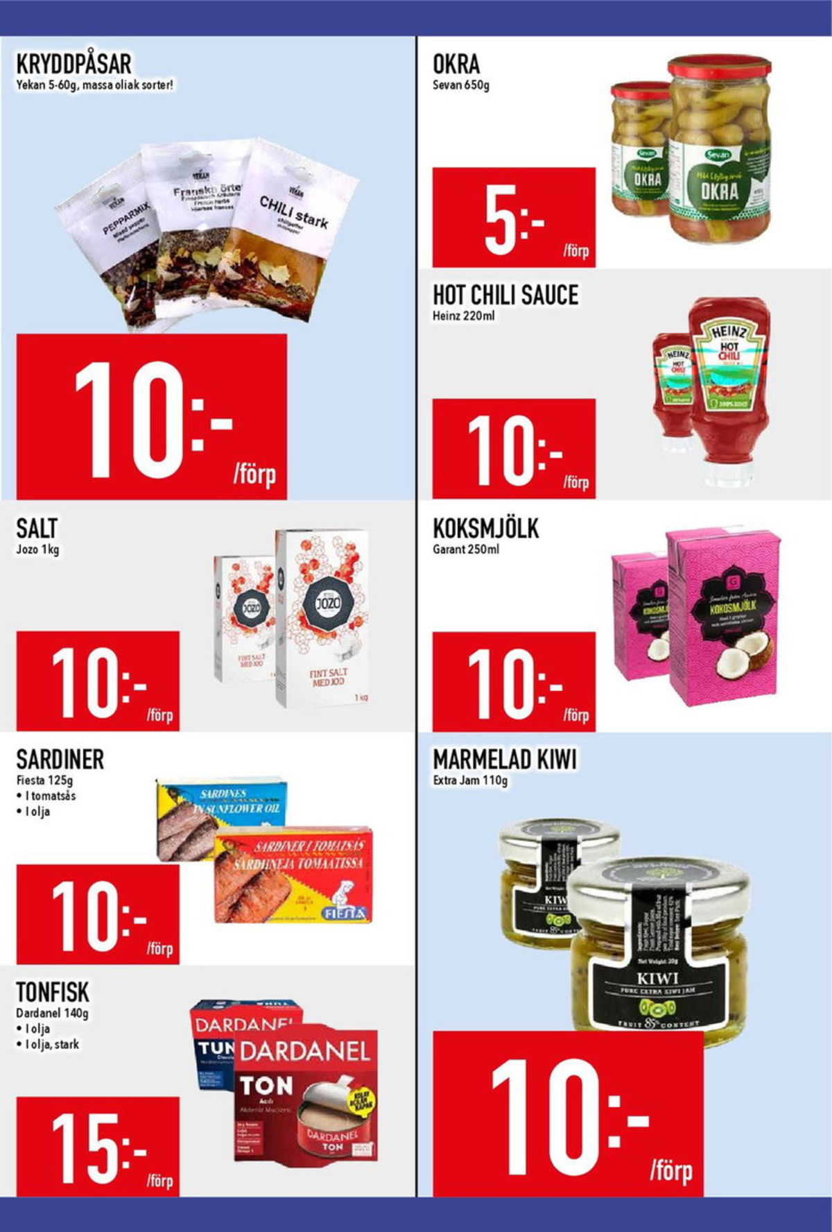 Se MatDax reklamblad för vecka 30 på Kampanjveckan.se. Se bra erbjudanden på många varor, t.ex. tonfisk dardanel eller sardiner fiesta. Läs reklambladet här! Sida 16
