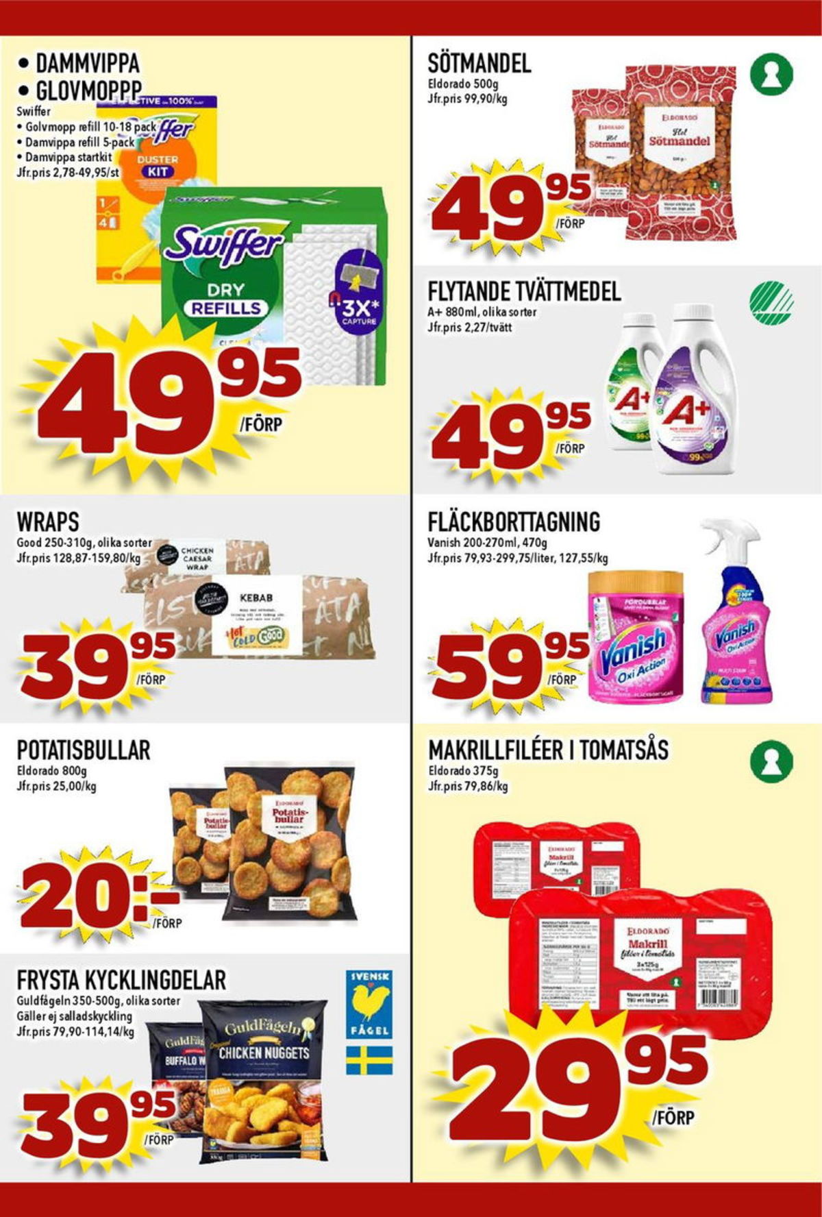 Se MatDax reklamblad för vecka 30 på Kampanjveckan.se. Se bra erbjudanden på många varor, t.ex. kycklingvingar guldfågeln eller potatisbullar eldorado. Läs reklambladet här! Sida 23
