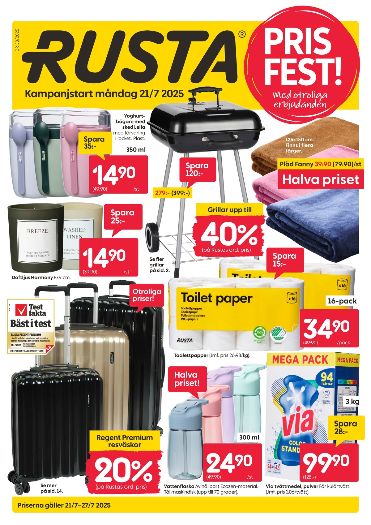 Se Rusta reklamblad för vecka 30 på Kampanjveckan.se. Se bra erbjudanden på många varor, t.ex. trolley regent eller dricksflaskor okänd. Läs reklambladet här! Sida 1
