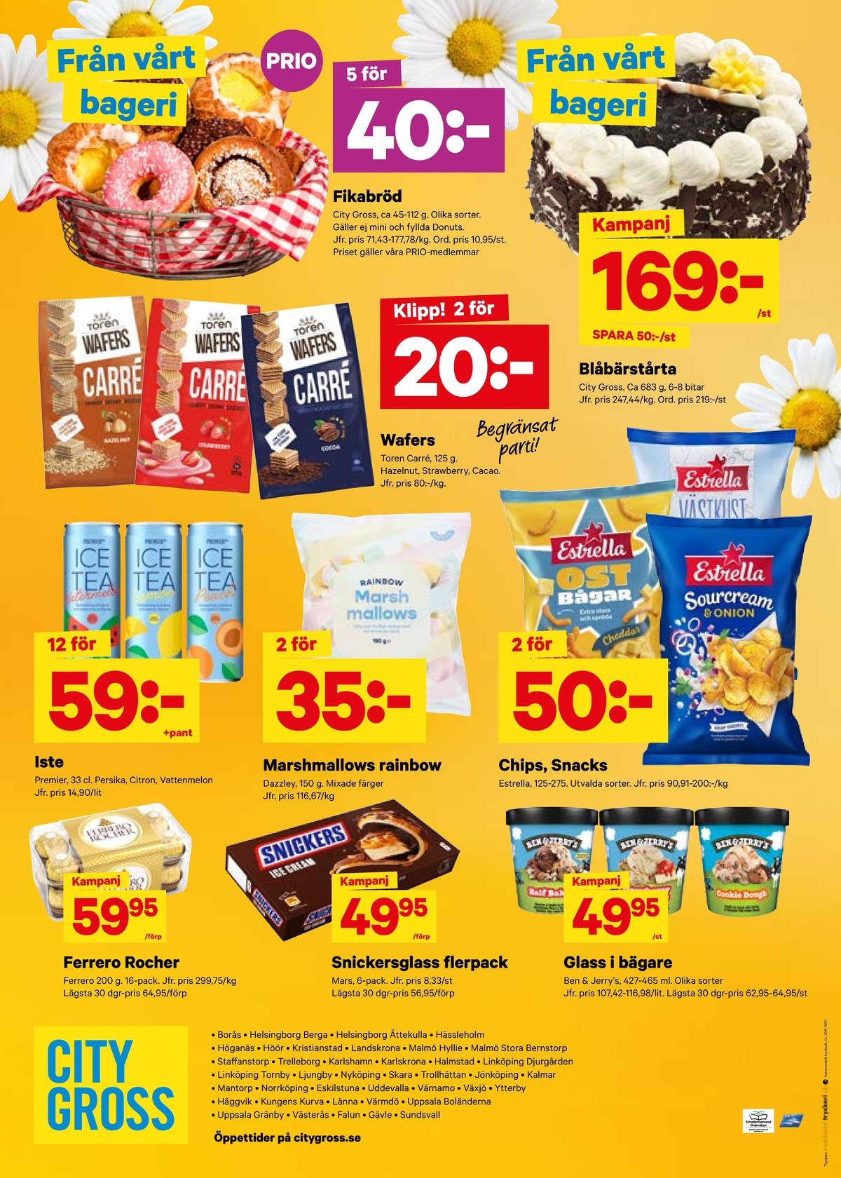 Se City Gross reklamblad för vecka 30 på Kampanjveckan.se. Se bra erbjudanden på många varor, t.ex. chokladask ferrero rocher eller glassnacks snickers. Läs reklambladet här! Sida 11
