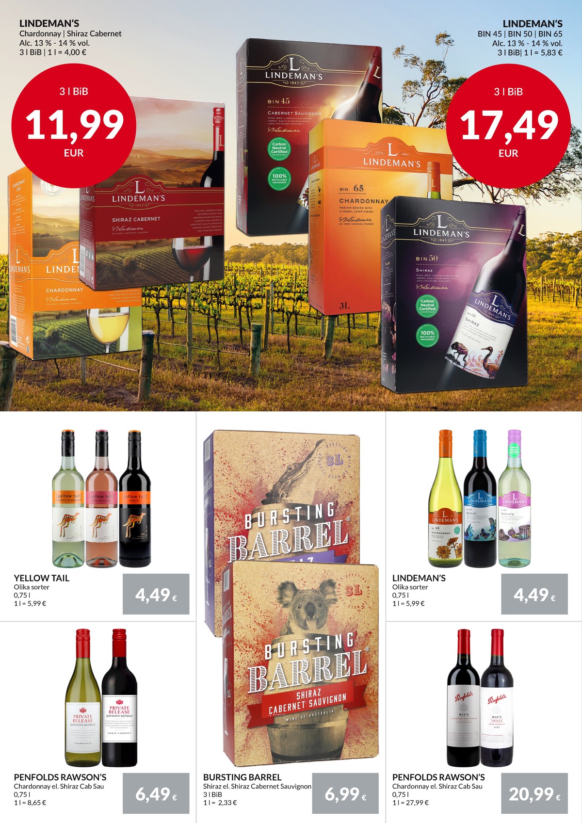 Se Nielsen Discount reklamblad för vecka 30 på Kampanjveckan.se. Se bra erbjudanden på många varor, t.ex. röd vin okänd eller vit vin okänd. Läs reklambladet här! Sida 24

