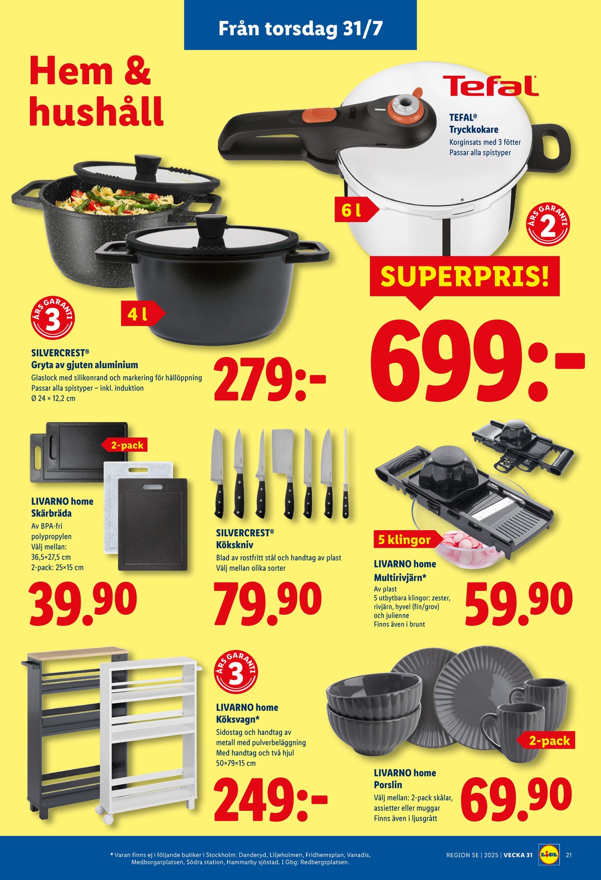 Se Lidl reklamblad för vecka 31 på Kampanjveckan.se. Se bra erbjudanden på många varor, t.ex. grytor silit eller rivjärn livarno. Läs reklambladet här! Sida 24
