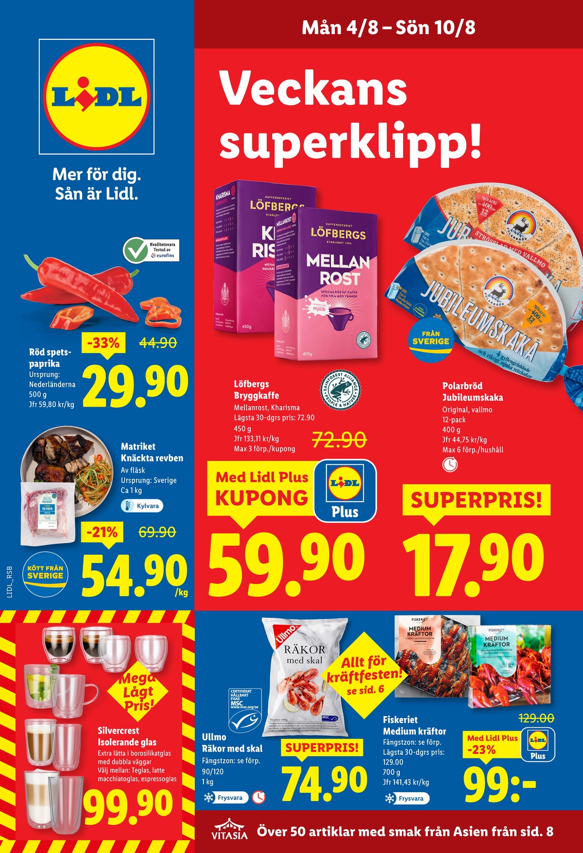 Se Lidl reklamblad för vecka 32 på Kampanjveckan.se. Se bra erbjudanden på många varor, t.ex. vetekakor jubileumskaka eller vetekakor vallmo jubileumskaka. Läs reklambladet här! Sida 1
