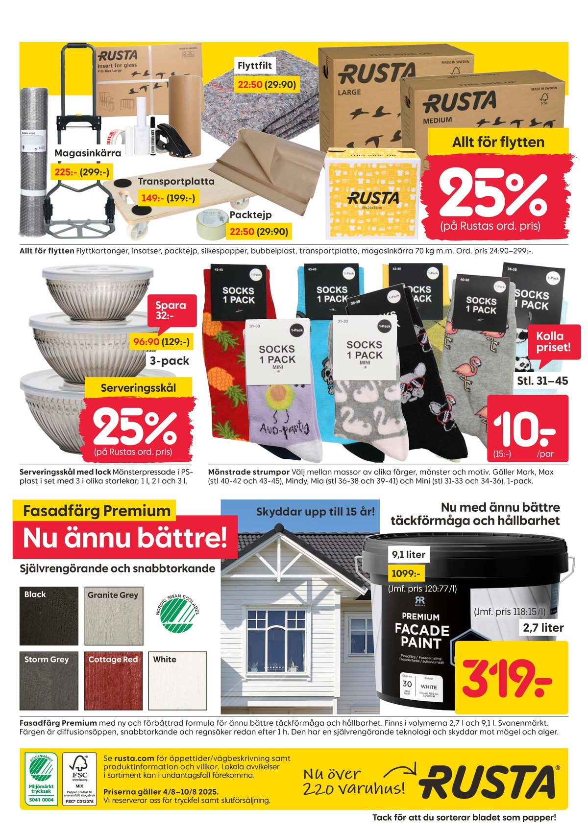 Se Rusta reklamblad för vecka 32 på Kampanjveckan.se. Se bra erbjudanden på många varor, t.ex. målarfärg reflekt eller sockor okänd. Läs reklambladet här! Sida 16
