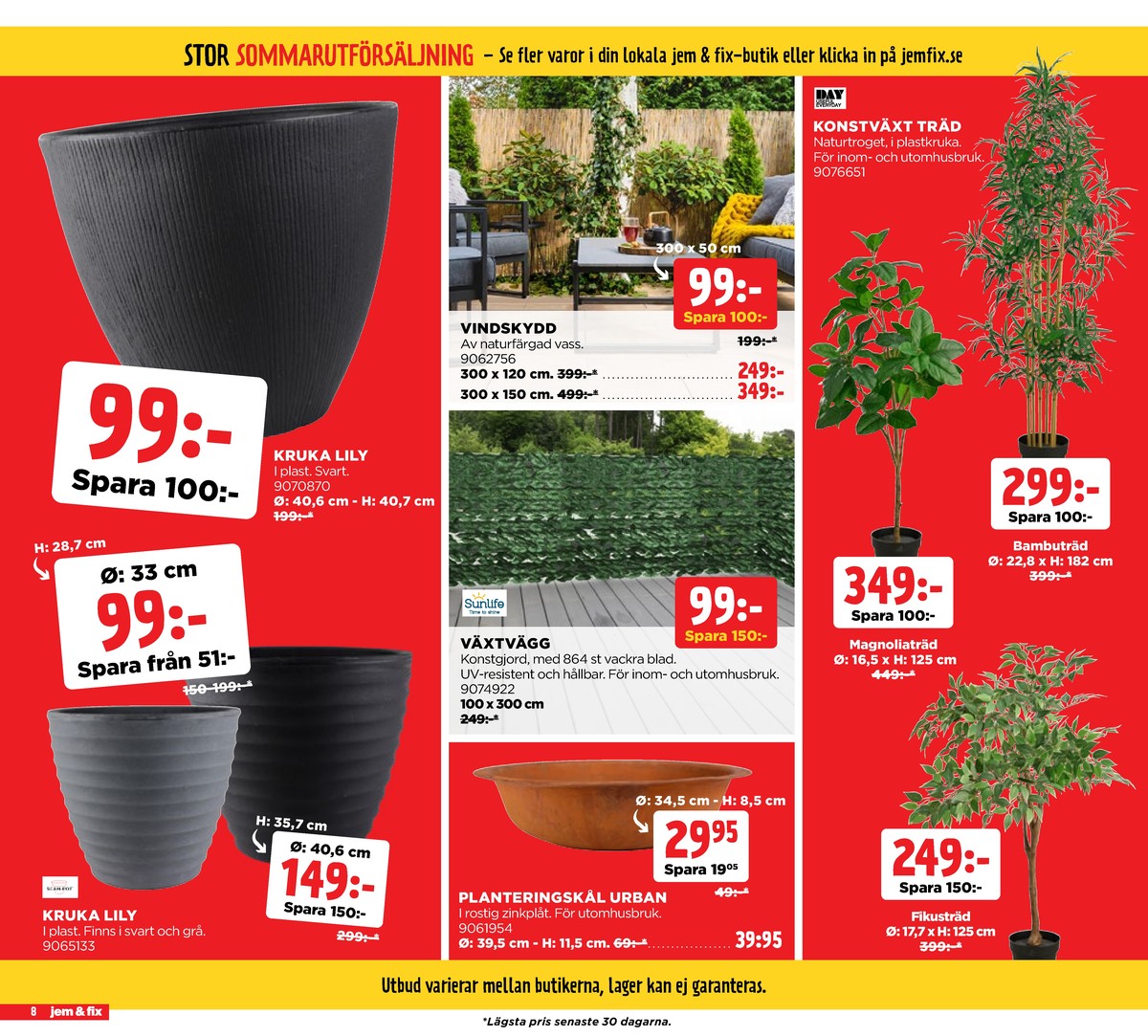 Se Jem & Fix reklamblad för vecka 33 på Kampanjveckan.se. Se bra erbjudanden på många varor, t.ex. krukor scan-pot eller krukor okänd. Läs reklambladet här! Sida 8
