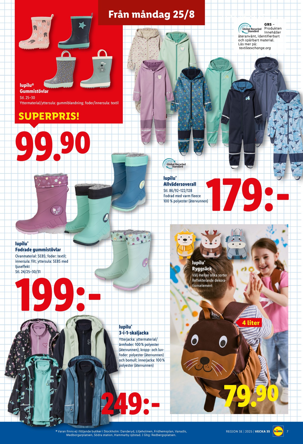 Se Lidl reklamblad för vecka 34 på Kampanjveckan.se. Se bra erbjudanden på många varor, t.ex. gummistövlar lupilu eller gummistövlar lupilu. Läs reklambladet här! Sida 7
