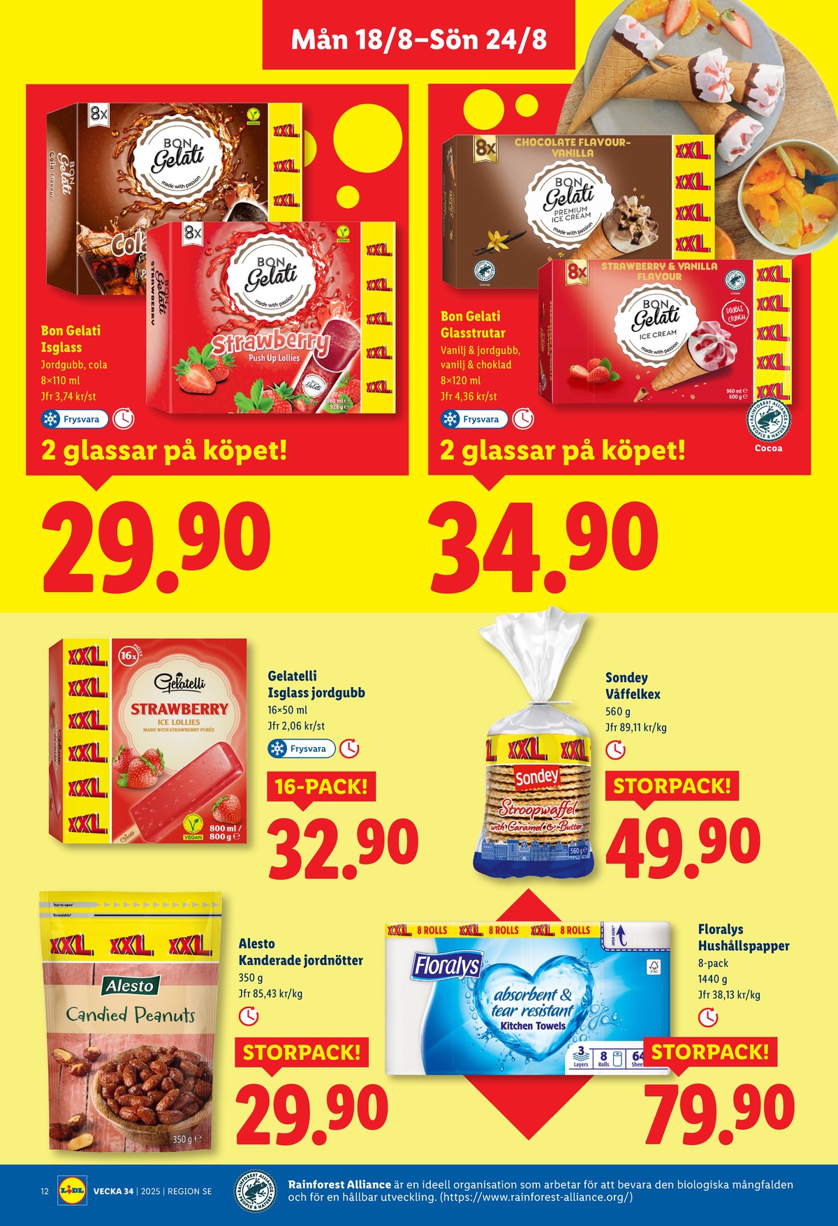 Se Lidl reklamblad för vecka 34 på Kampanjveckan.se. Se bra erbjudanden på många varor, t.ex. kanderade jordnötter alesto eller hushållspapper floralys. Läs reklambladet här! Sida 12
