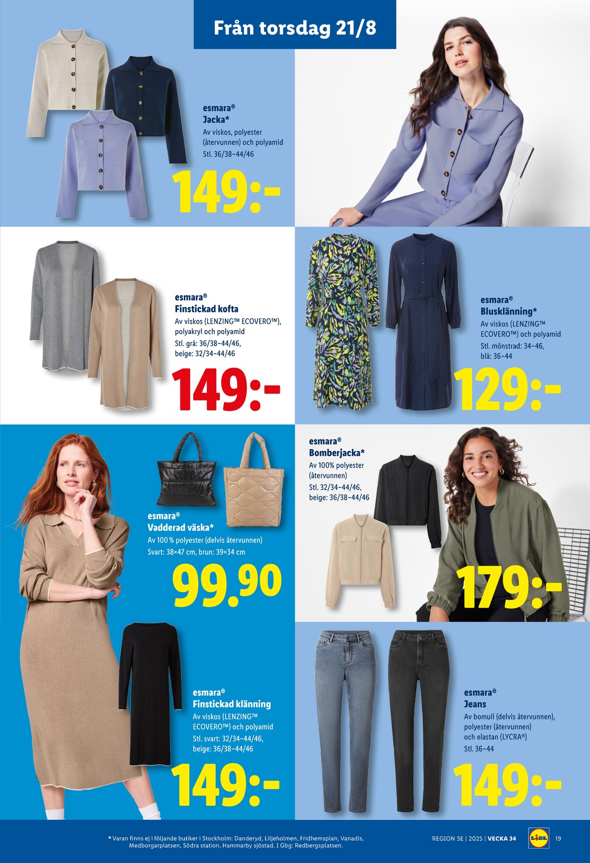Se Lidl reklamblad för vecka 34 på Kampanjveckan.se. Se bra erbjudanden på många varor, t.ex. väskor esmara eller klänning esmara. Läs reklambladet här! Sida 23
