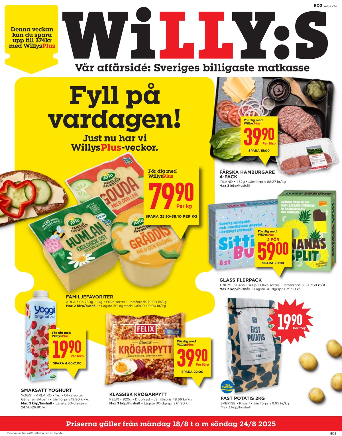 Se WILLY:S reklamblad för vecka 34 på Kampanjveckan.se. Se bra erbjudanden på många varor, t.ex. potatis garant eller krögarpytt felix klassiker. Läs reklambladet här! Sida 1
