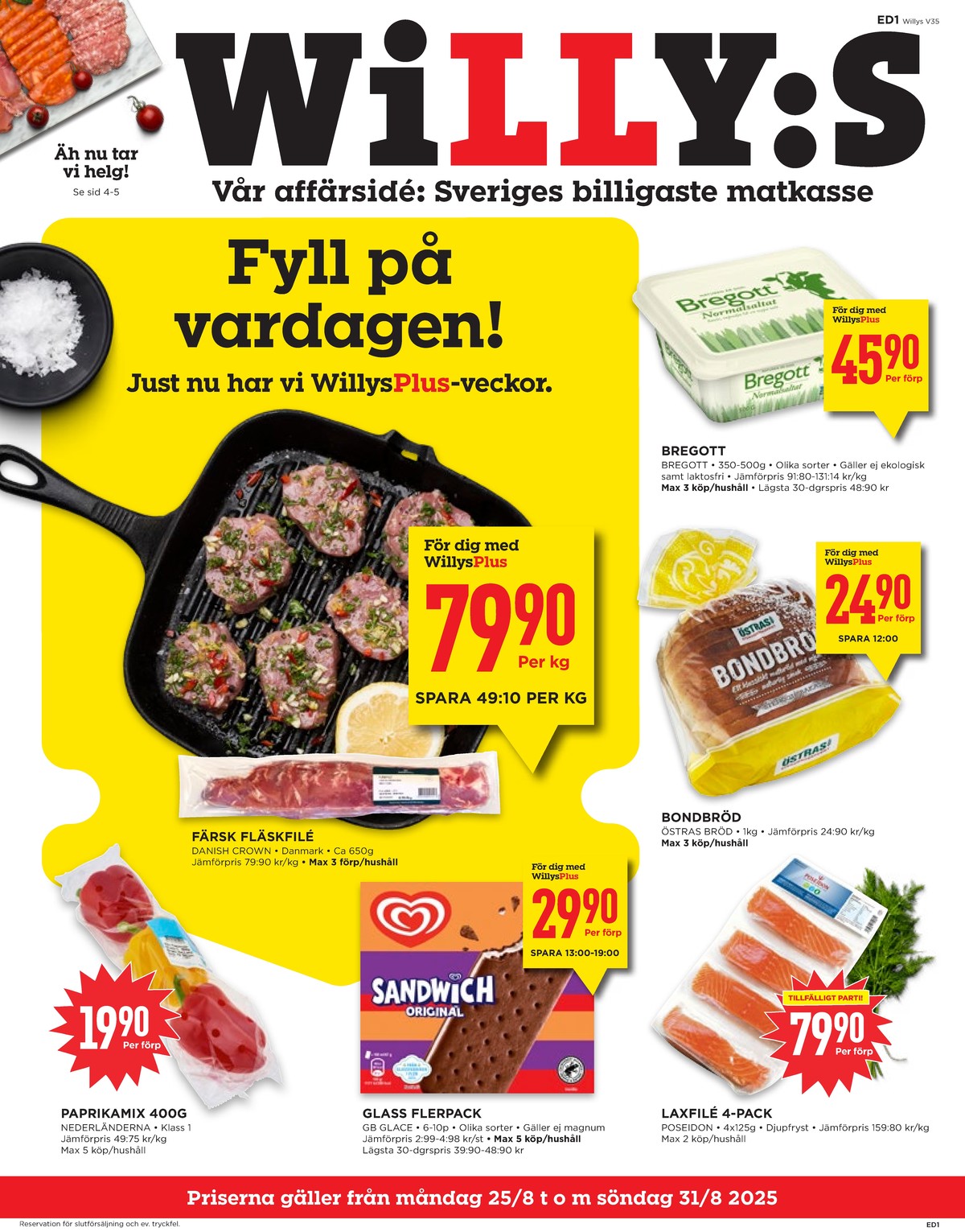 Se WILLY:S reklamblad för vecka 35 på Kampanjveckan.se. Se bra erbjudanden på många varor, t.ex. paprika okänd eller glassnacks sandwich. Läs reklambladet här! Sida 1
