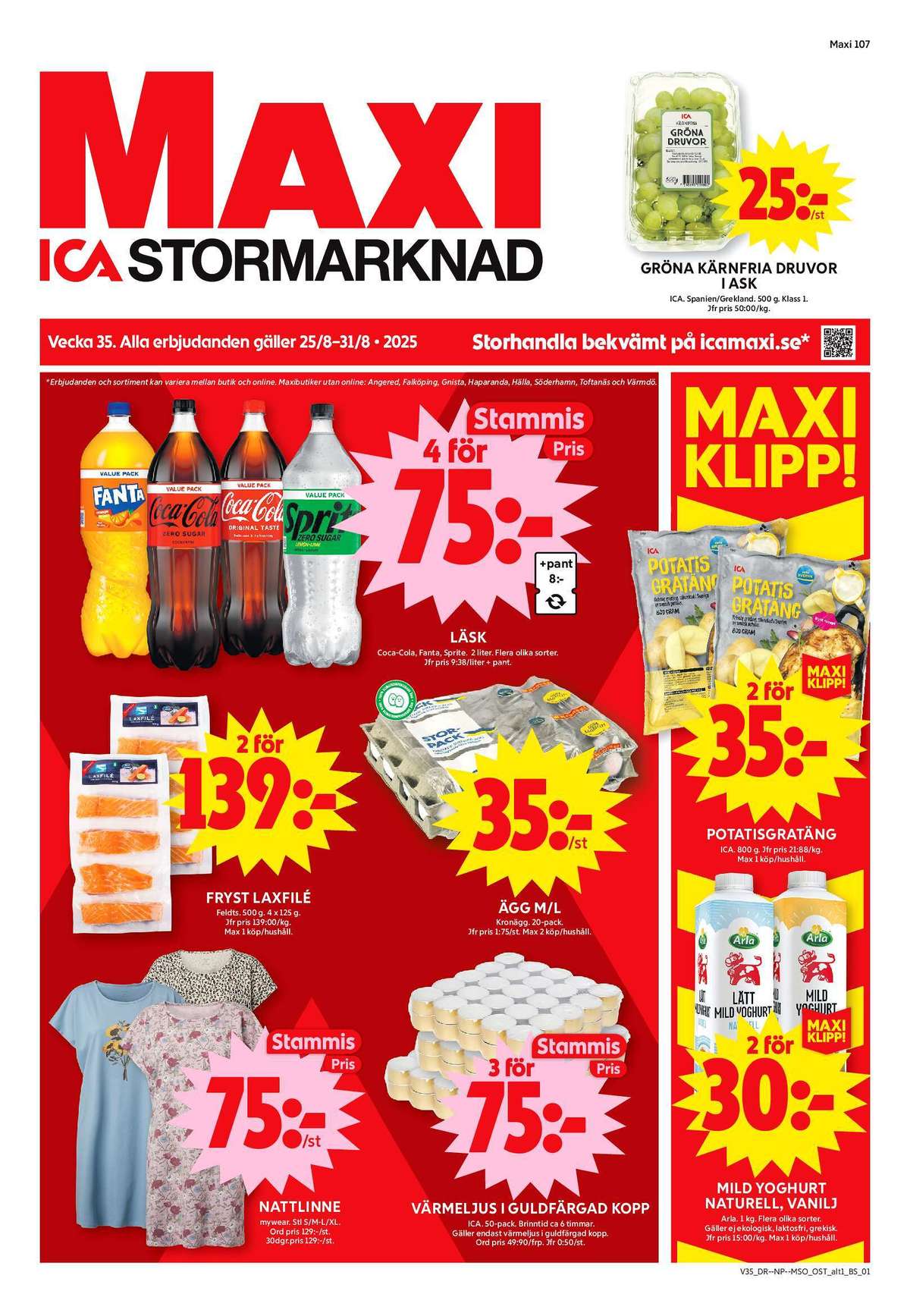 Se ICA Maxi reklamblad för vecka 35 på Kampanjveckan.se. Se bra erbjudanden på många varor, t.ex. vindruvor ica eller potatisgratäng peka. Läs reklambladet här! Sida 1
