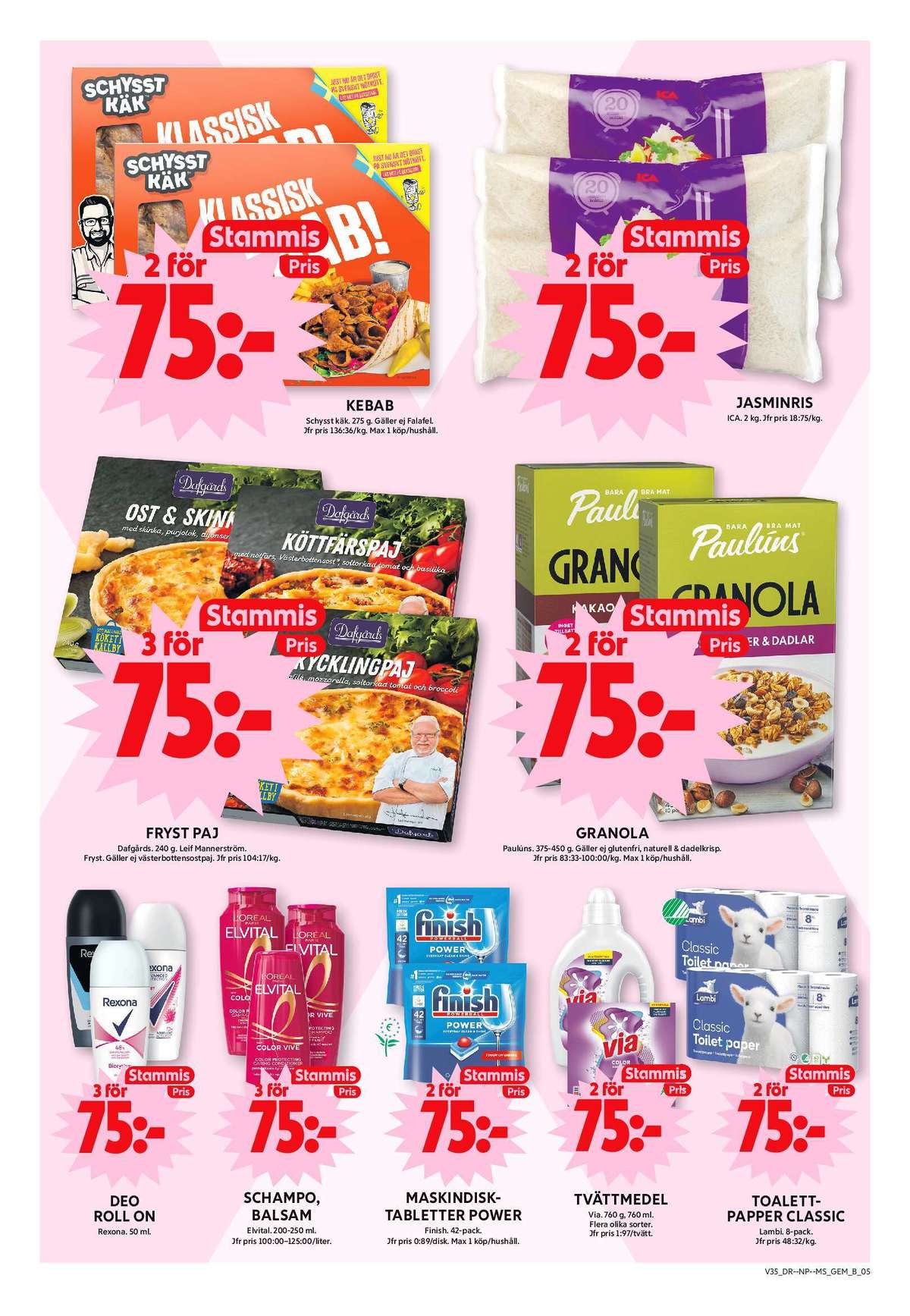 Se ICA Maxi reklamblad för vecka 35 på Kampanjveckan.se. Se bra erbjudanden på många varor, t.ex. deodorant roll-on rexona eller balsam elvital. Läs reklambladet här! Sida 7
