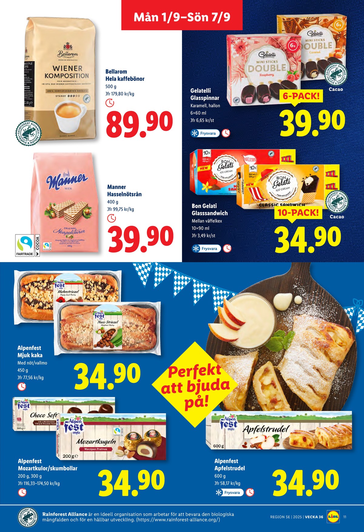 Se Lidl reklamblad för vecka 36 på Kampanjveckan.se. Se bra erbjudanden på många varor, t.ex. glassnacks mini sticks double raspberry eller kaffebönor wiener komposition. Läs reklambladet här! Sida 11
