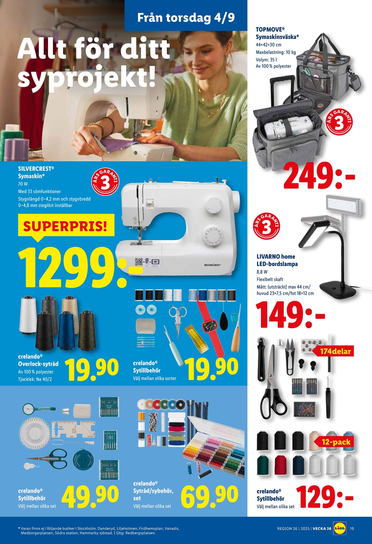 Se Lidl reklamblad för vecka 36 på Kampanjveckan.se. Se bra erbjudanden på många varor, t.ex. förvaringsväskor topmove eller bordslampor livarno. Läs reklambladet här! Sida 22
