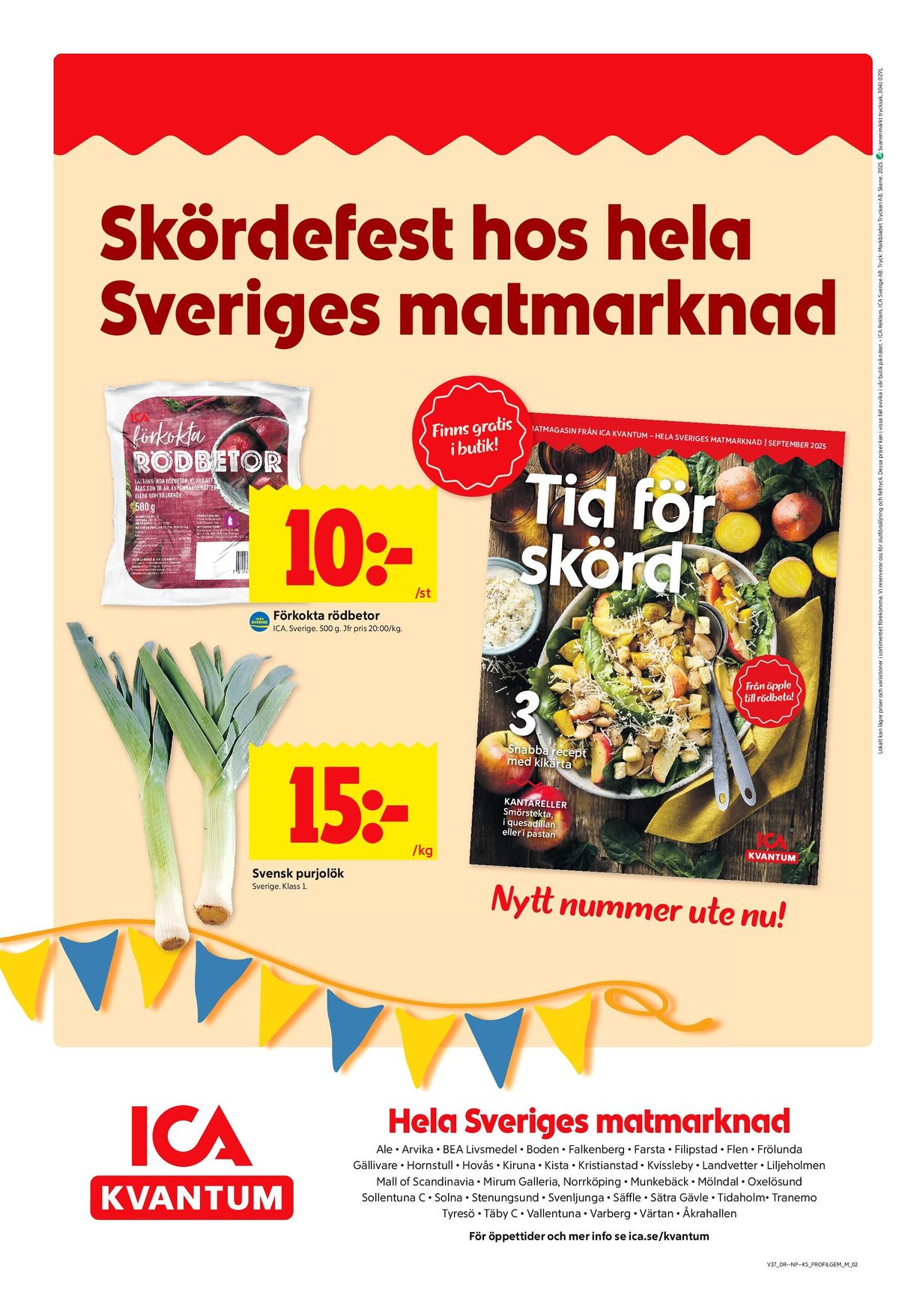 Se ICA Kvantum reklamblad för vecka 37 på Kampanjveckan.se. Se bra erbjudanden på många varor, t.ex. purjolök okänd eller rödbetor ica. Läs reklambladet här! Sida 6

