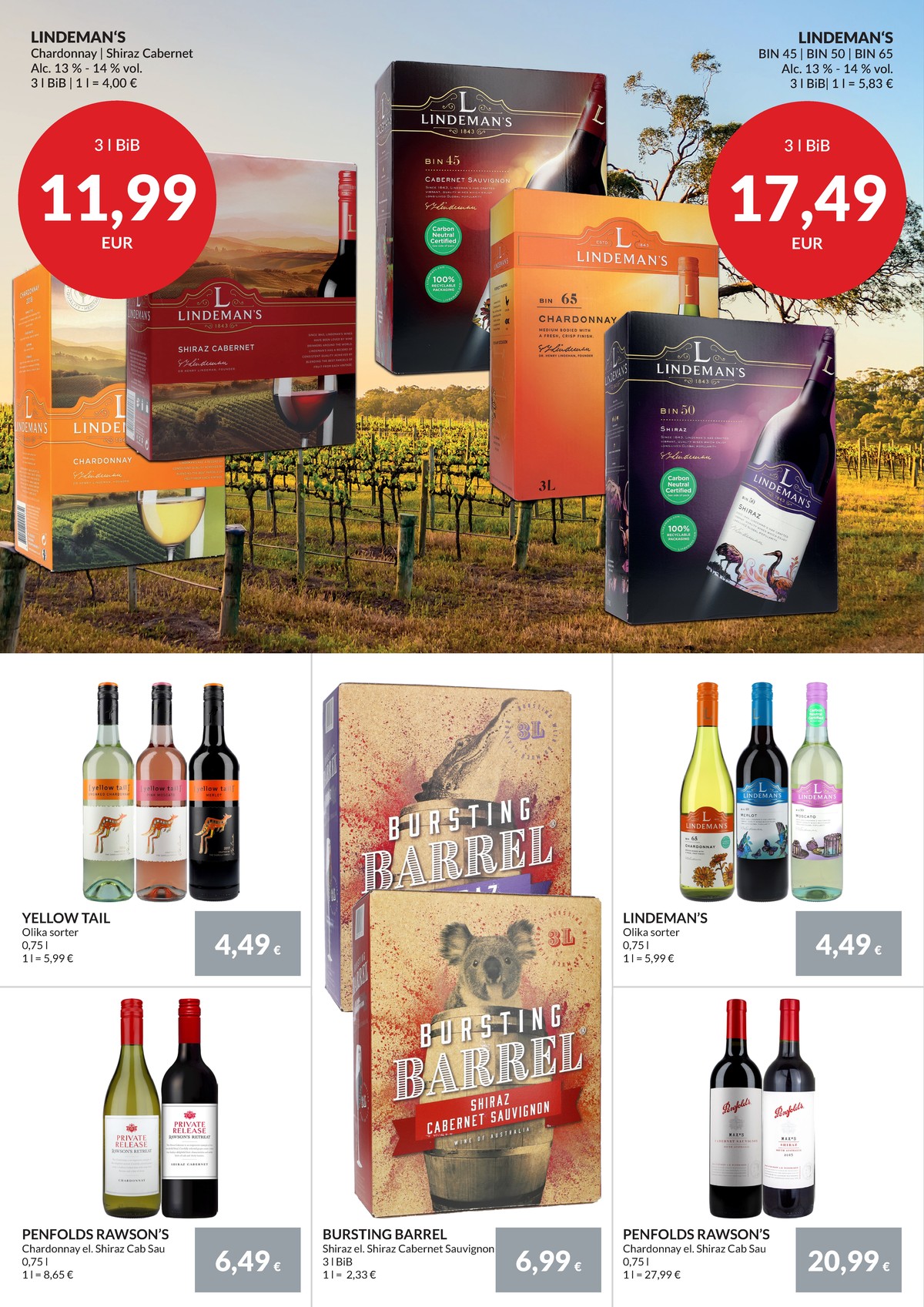 Se Nielsen Discount reklamblad för vecka 38 på Kampanjveckan.se. Se bra erbjudanden på många varor, t.ex. röd vin okänd eller vit vin okänd. Läs reklambladet här! Sida 24
