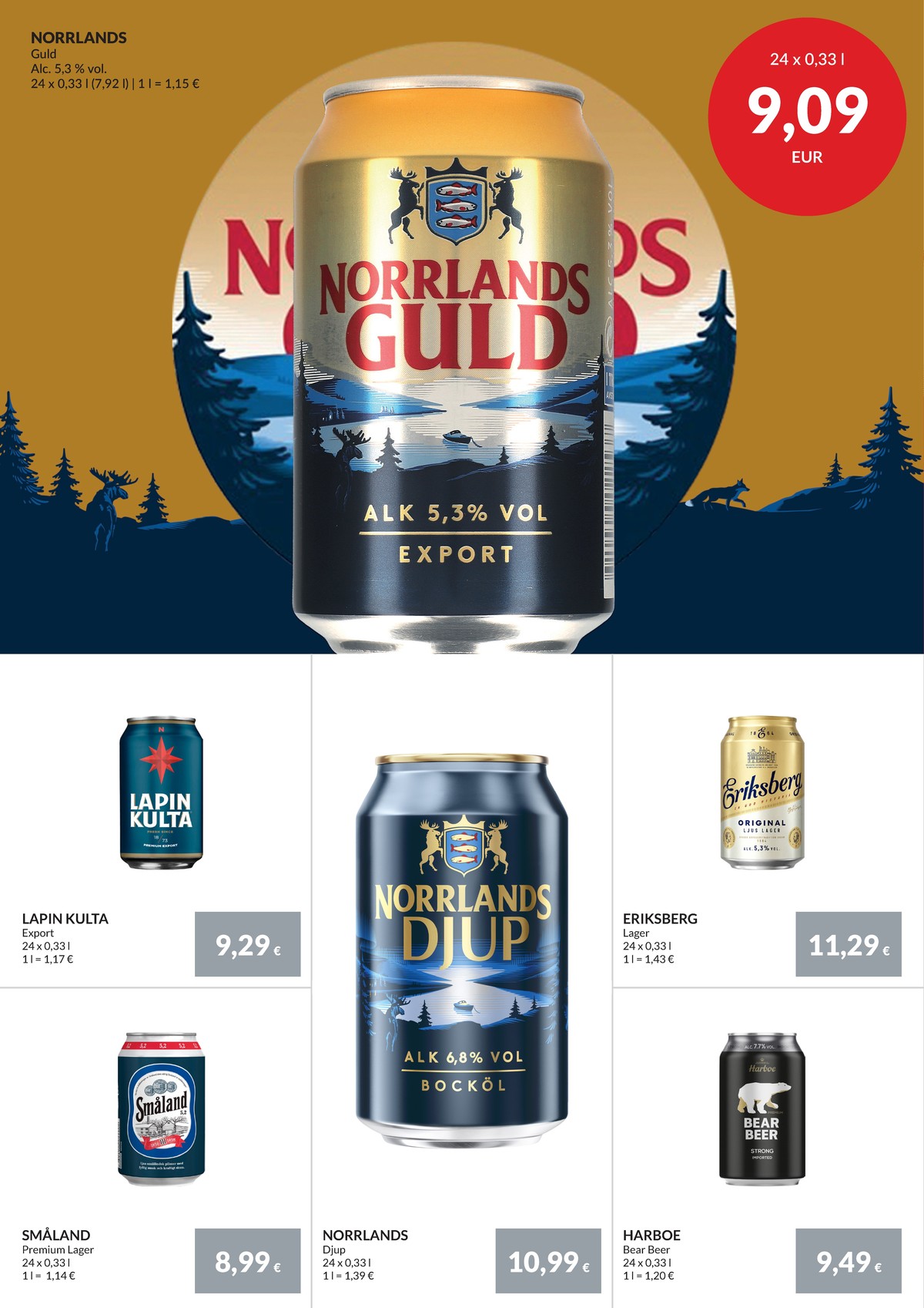 Se Nielsen Discount reklamblad för vecka 38 på Kampanjveckan.se. Se bra erbjudanden på många varor, t.ex. Öl 24 pk småland eller Öl 24 pk premium. Läs reklambladet här! Sida 4
