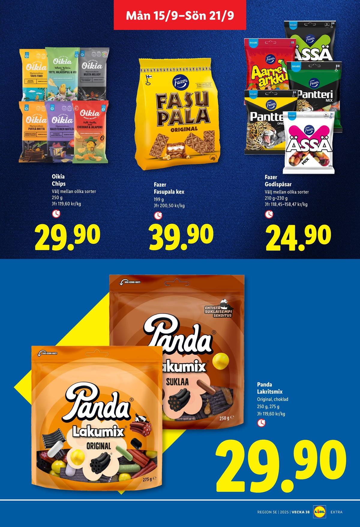 Se Lidl reklamblad för vecka 38 på Kampanjveckan.se. Se bra erbjudanden på många varor, t.ex. godispåsar mix Ässä eller kaffekex fasupala. Läs reklambladet här! Sida 11
