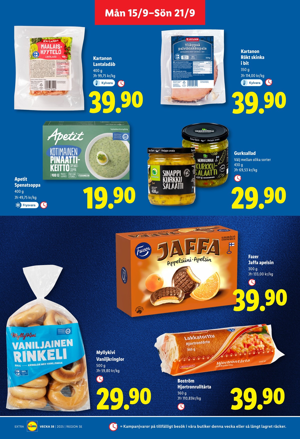 Se Lidl reklamblad för vecka 38 på Kampanjveckan.se. Se bra erbjudanden på många varor, t.ex. skinka kartanon eller sylta kartanon. Läs reklambladet här! Sida 10
