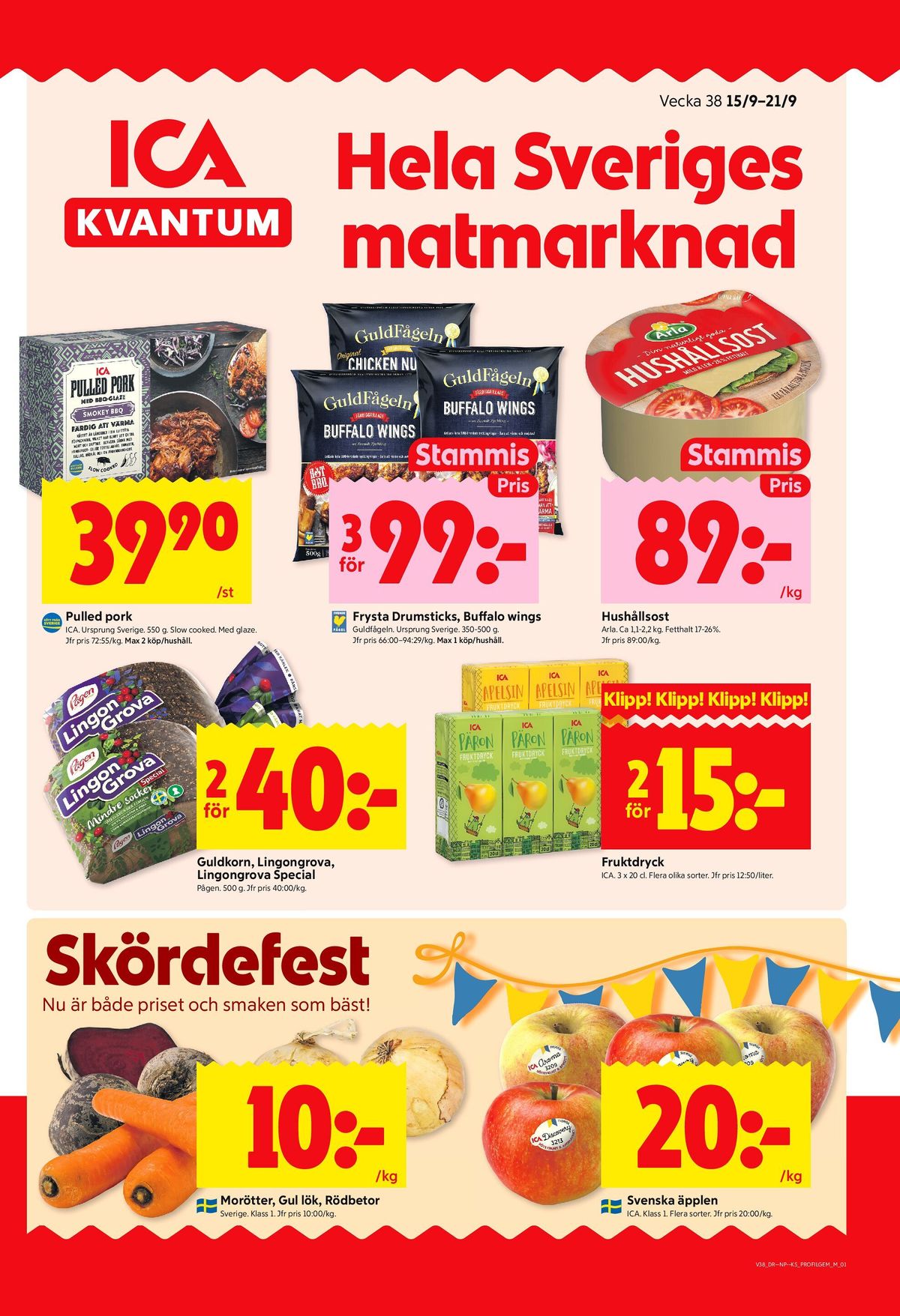 Se ICA Kvantum reklamblad för vecka 38 på Kampanjveckan.se. Se bra erbjudanden på många varor, t.ex. morötter okänd eller lök okänd. Läs reklambladet här! Sida 1
