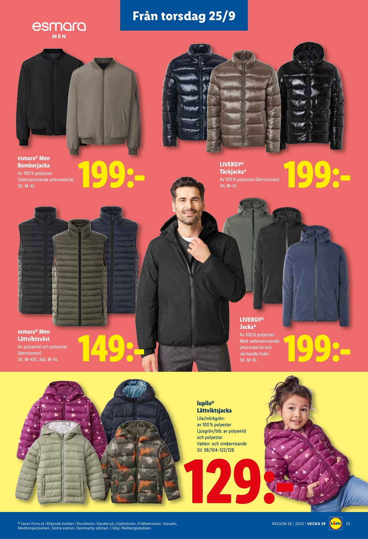 Se Lidl reklamblad för vecka 39 på Kampanjveckan.se. Se bra erbjudanden på många varor, t.ex. jackor livergy eller jackor esmara men. Läs reklambladet här! Sida 22
