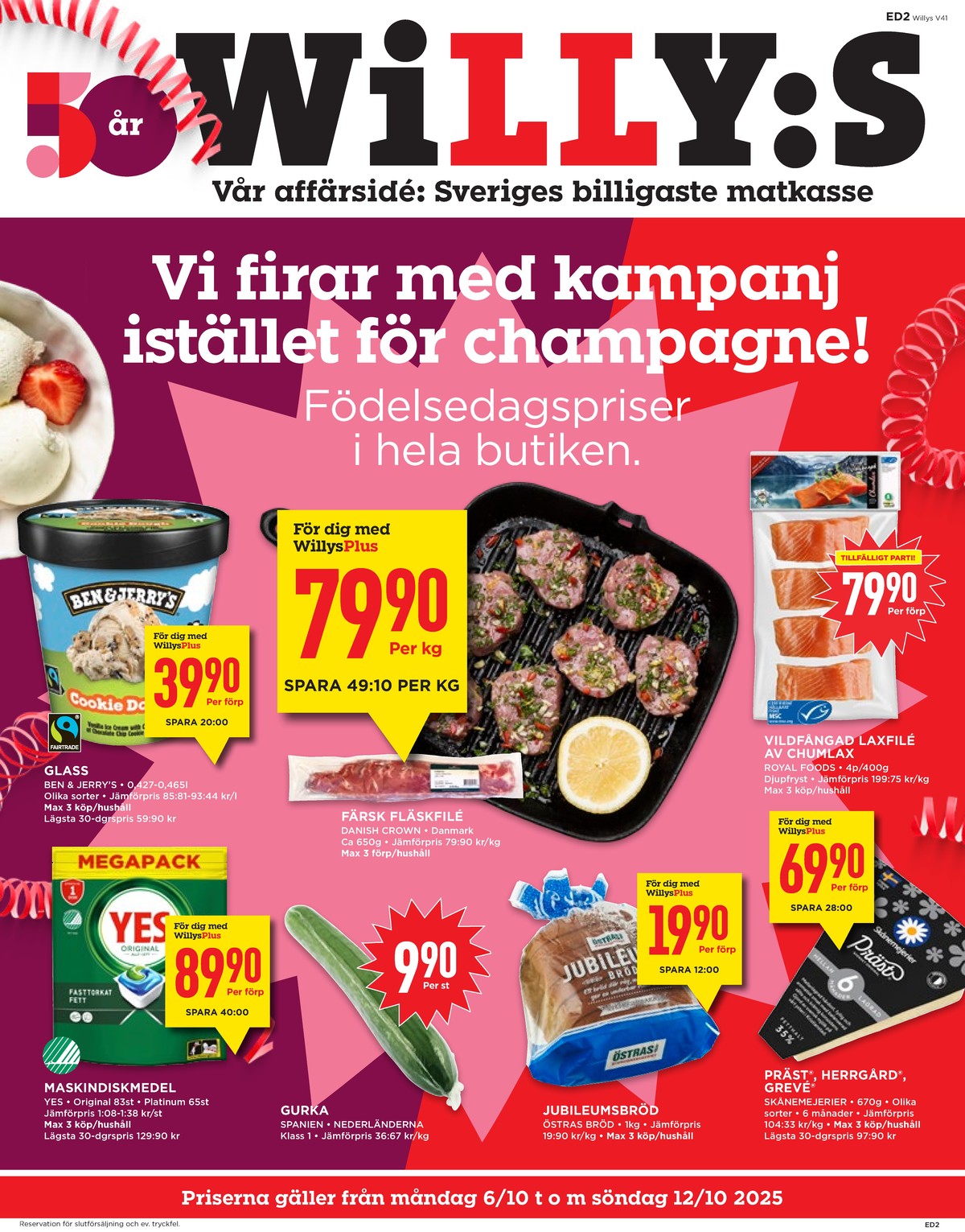 Se WILLY:S reklamblad för vecka 41 på Kampanjveckan.se. Se bra erbjudanden på många varor, t.ex. diskmaskintabs yes eller gurka okänd. Läs reklambladet här! Sida 1
