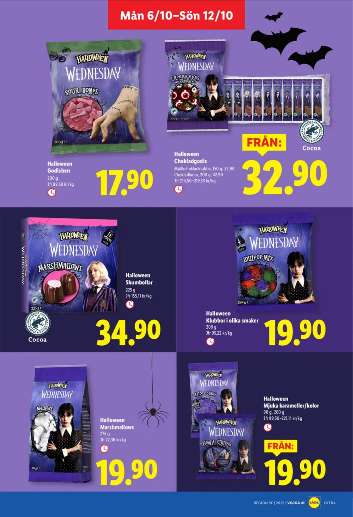 Se Lidl reklamblad för vecka 41 på Kampanjveckan.se. Se bra erbjudanden på många varor, t.ex. halloween milk chocolate balls okänd eller halloween chokladklubbor okänd. Läs reklambladet här! Sida 13
