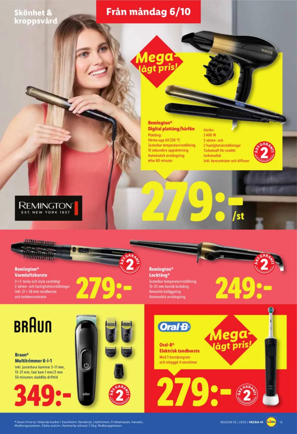 Se Lidl reklamblad för vecka 41 på Kampanjveckan.se. Se bra erbjudanden på många varor, t.ex. plattång remington eller locktång remington. Läs reklambladet här! Sida 17
