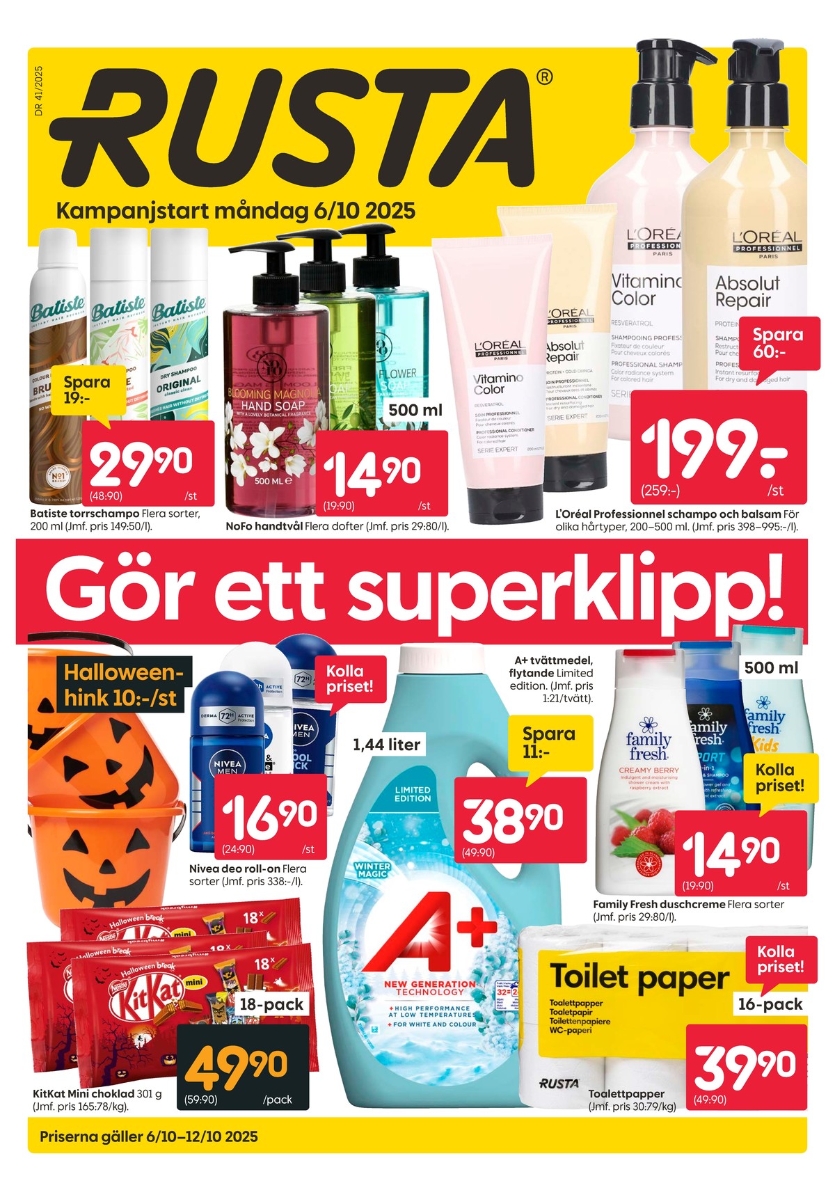 Se Rusta reklamblad för vecka 41 på Kampanjveckan.se. Se bra erbjudanden på många varor, t.ex. torrshampoo batiste eller tvål flytande nofo. Läs reklambladet här! Sida 1
