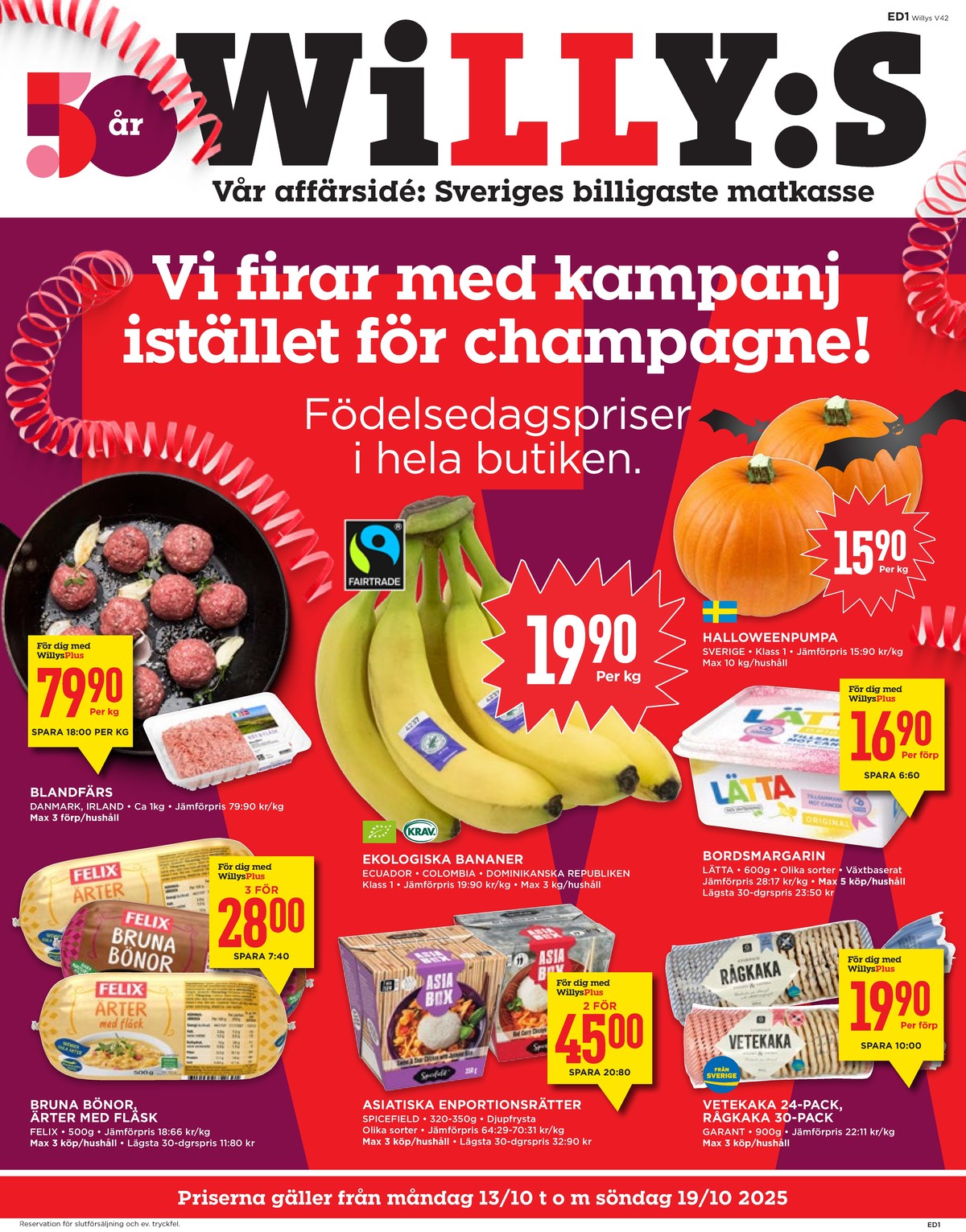 Se WILLY:S reklamblad för vecka 42 på Kampanjveckan.se. Se bra erbjudanden på många varor, t.ex. rullpack felix eller nudelrätter spicefield. Läs reklambladet här! Sida 1
