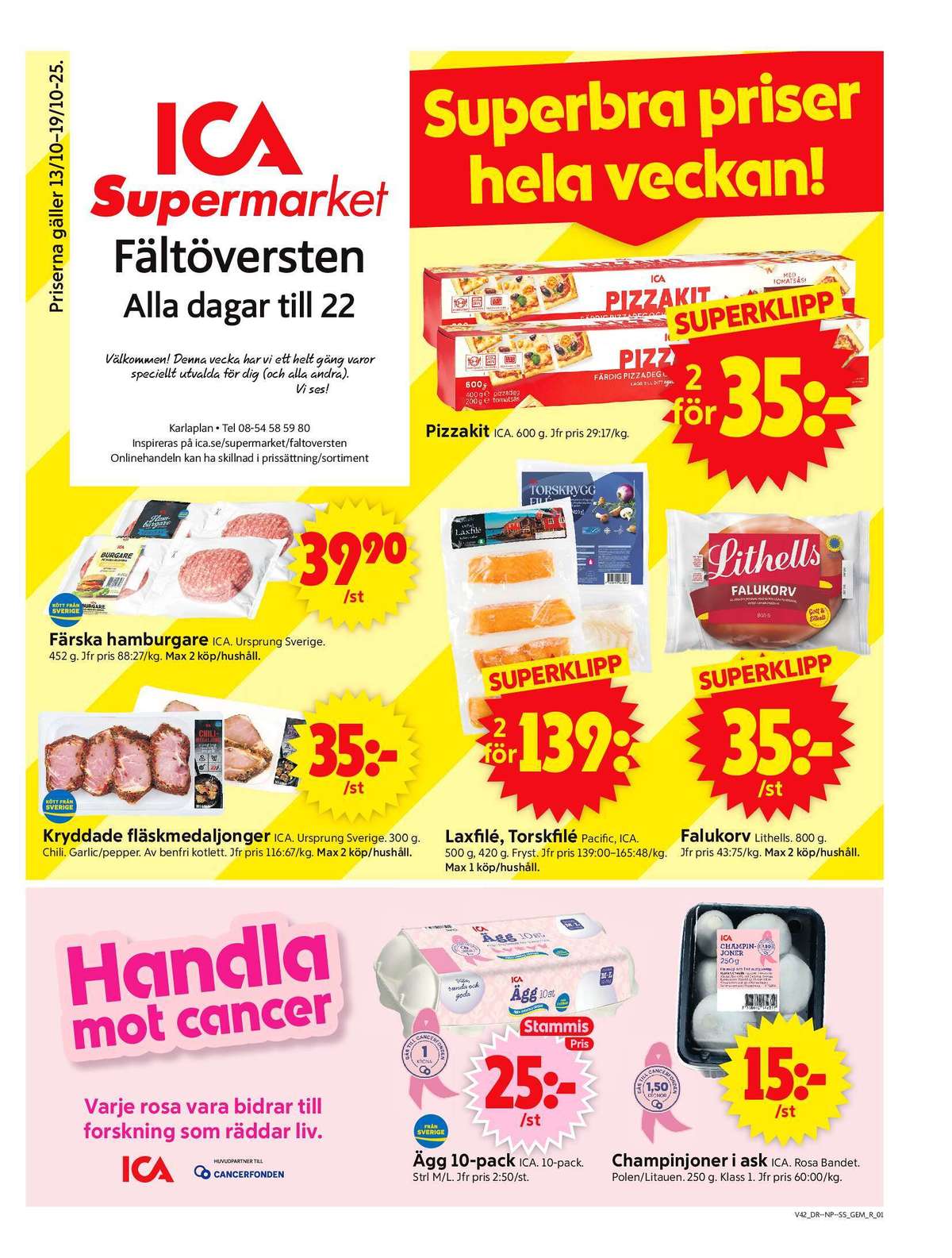 Se ICA Supermarket reklamblad för vecka 42 på Kampanjveckan.se. Se bra erbjudanden på många varor, t.ex. Ägg ica eller champinjoner ica. Läs reklambladet här! Sida 1
