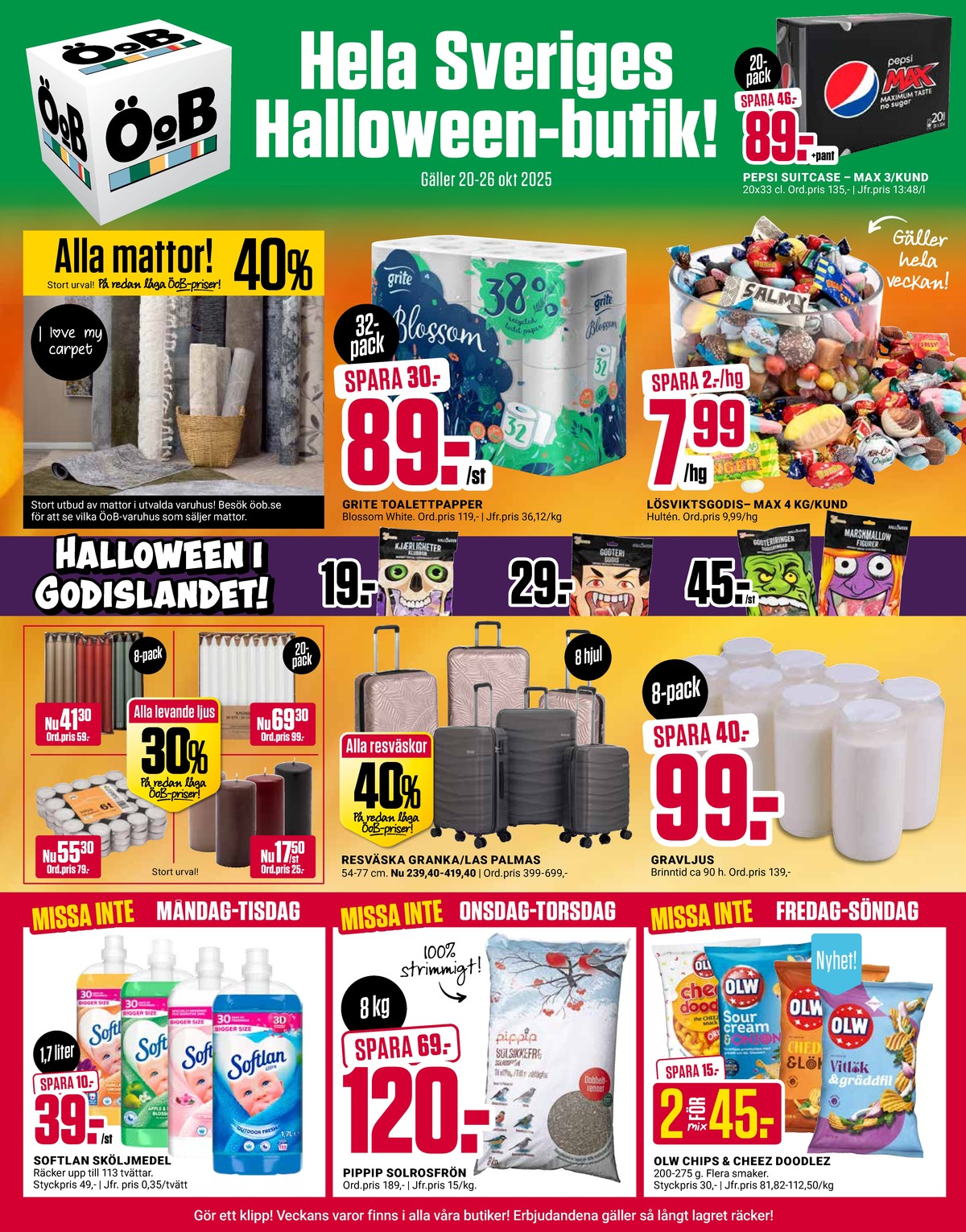 Se ÖoB reklamblad för vecka 43 på Kampanjveckan.se. Se bra erbjudanden på många varor, t.ex. ostbågar cheez doodles olw eller chips sourcream & onion olw. Läs reklambladet här! Sida 1
