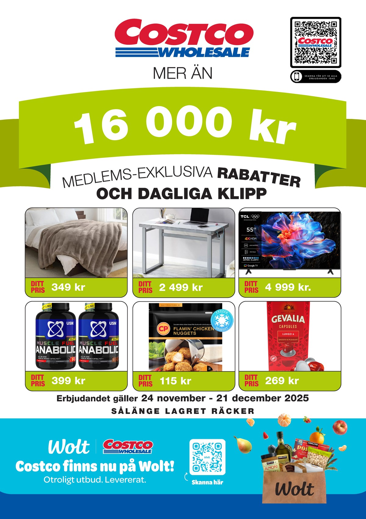 Costco reklamblad. Giltig: 24/11/25 - 21/12/25
