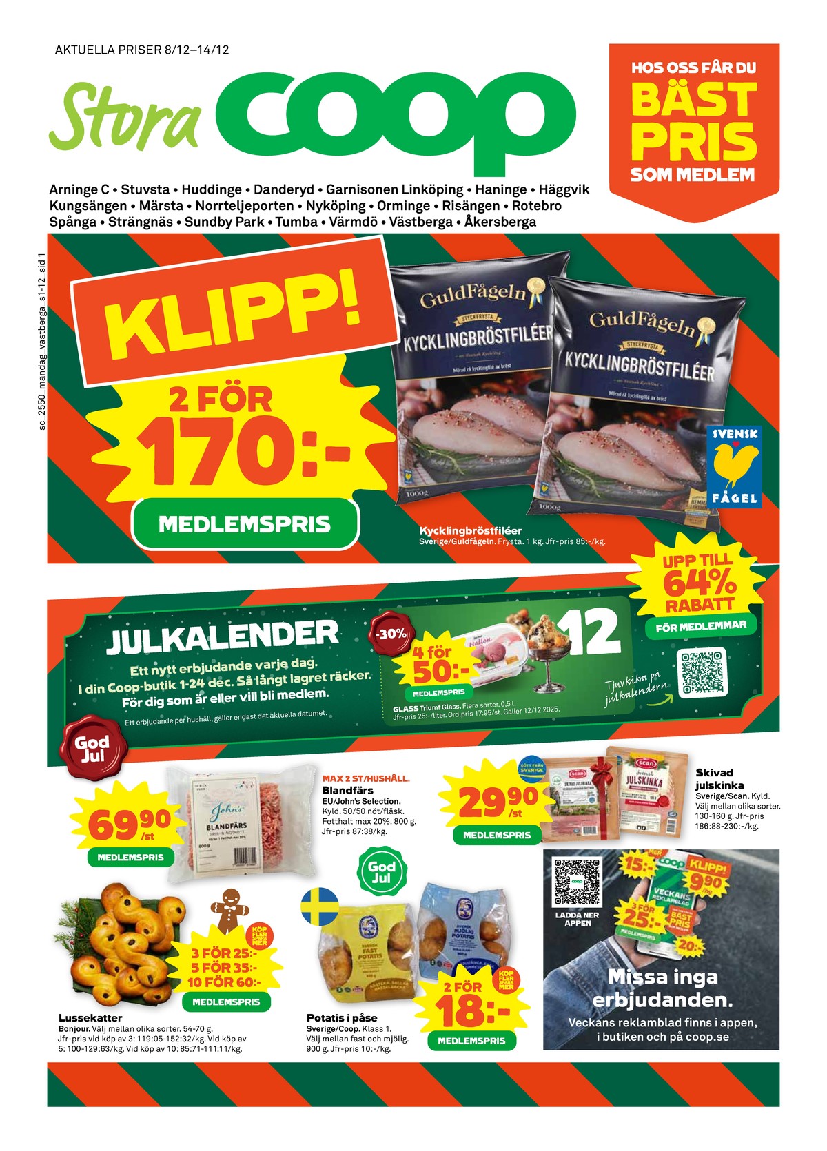 Stora Coop reklamblad. Giltig: 08/12/25 - 14/12/25