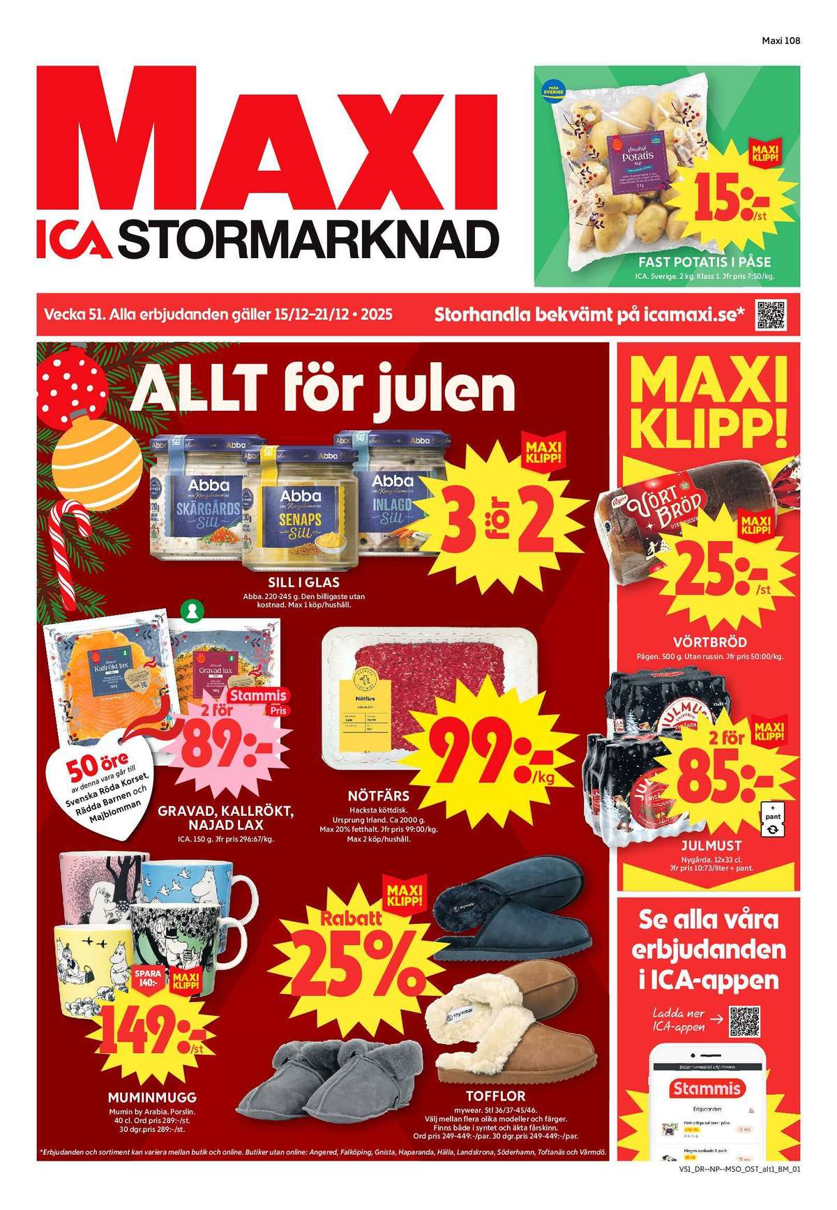 ICA Maxi reklamblad. Giltig: 15/12/25 - 21/12/25