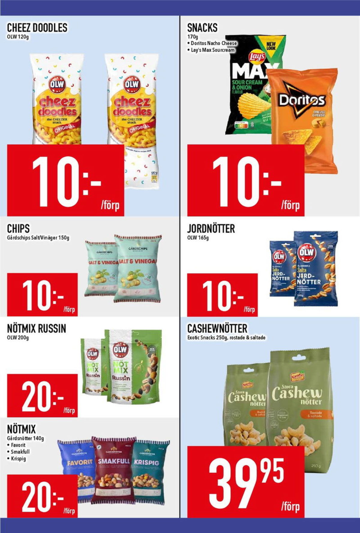 Se MatDax reklamblad för vecka 51 på Kampanjveckan.se. Se bra erbjudanden på många varor, t.ex. ostbågar cheez doodles olw eller chips salt & vinegar gårdschips. Läs reklambladet här! Sida 17
