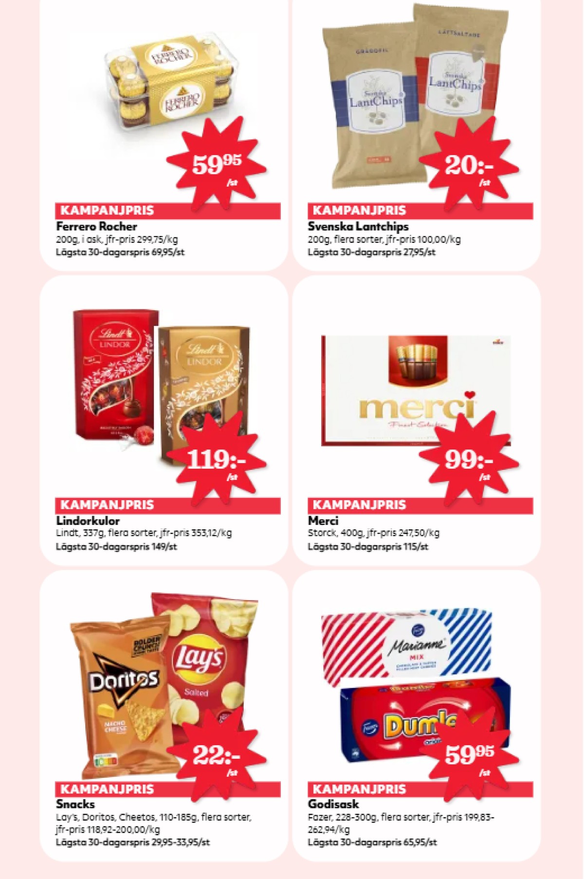 Se Hemköp reklamblad för vecka 51 på Kampanjveckan.se. Se bra erbjudanden på många varor, t.ex. chokladask ferrero rocher eller chokladask assorted. Läs reklambladet här! Sida 13
