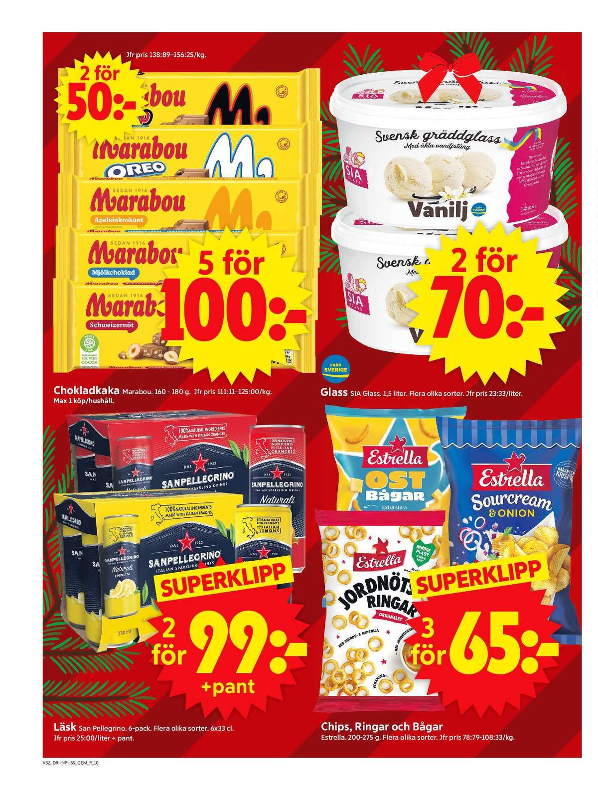 Se ICA Supermarket reklamblad för vecka 52 på Kampanjveckan.se. Se bra erbjudanden på många varor, t.ex. ostbågar cheddar estrella eller limonata mineralvatten 6 pk limonata. Läs reklambladet här! Sida 12
