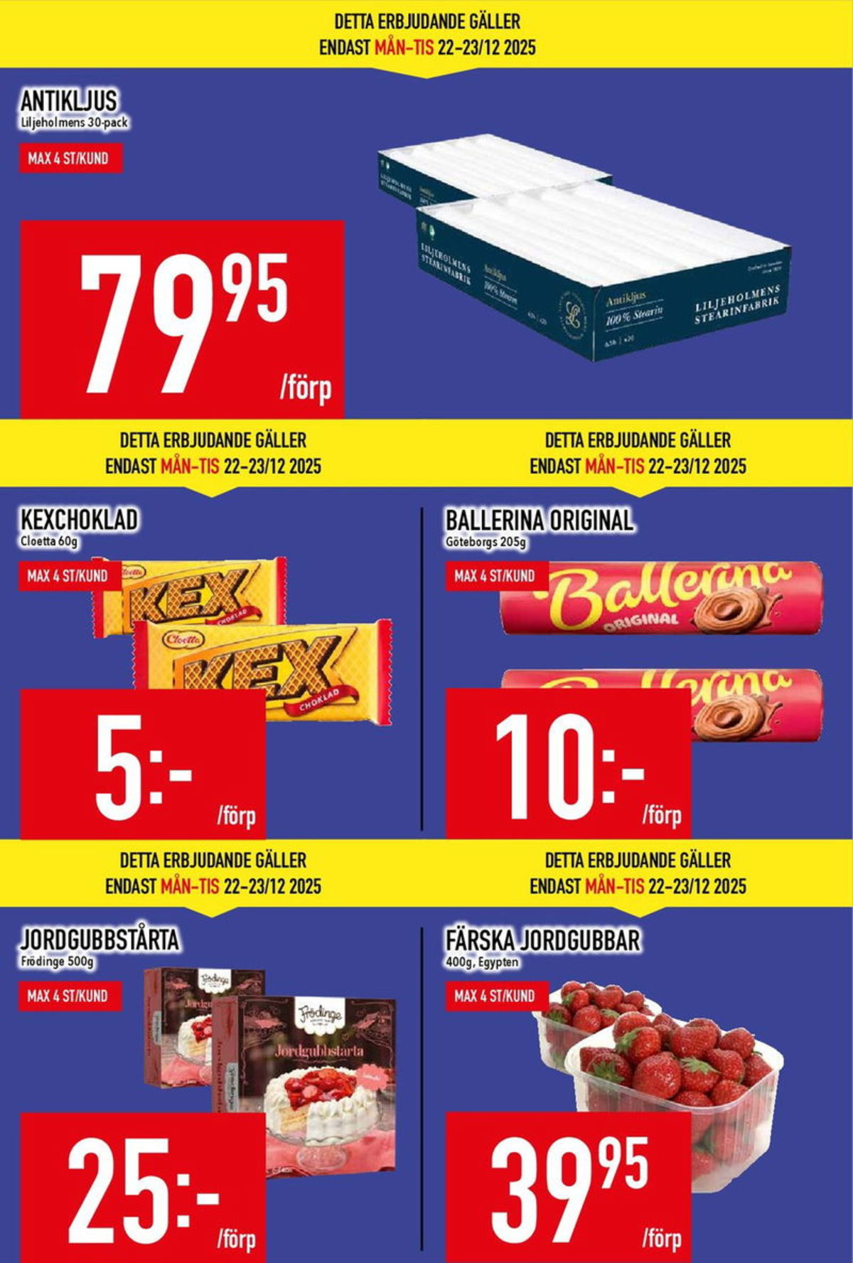 Se MatDax reklamblad för vecka 52 på Kampanjveckan.se. Se bra erbjudanden på många varor, t.ex. kaffekex ballerina eller andra varor. Läs reklambladet här! Sida 6