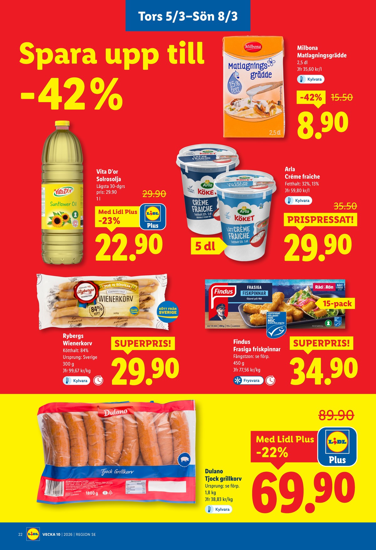 Se Lidl reklamblad för vecka 10 på Kampanjveckan.se. Se bra erbjudanden på många varor, t.ex. solrosolja vita dor eller andra varor. Läs reklambladet här! Sida 26