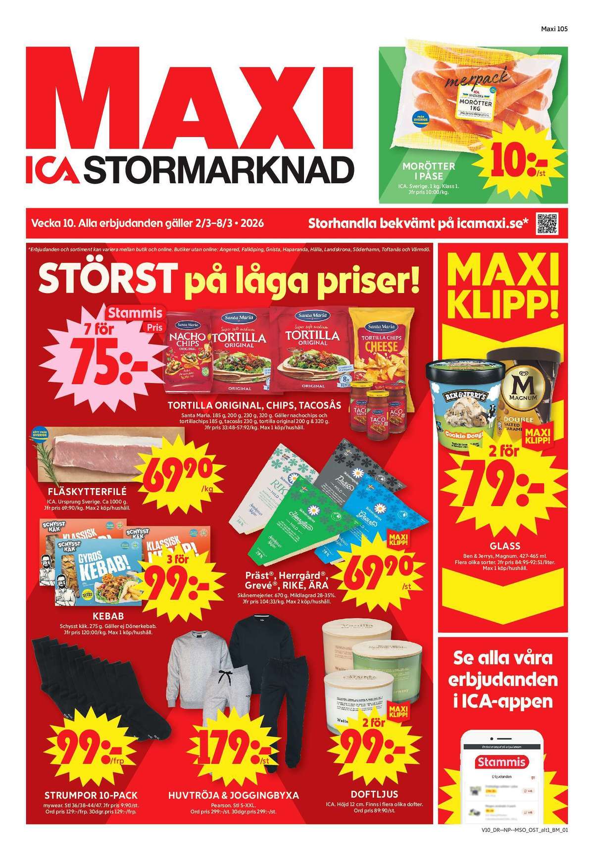 Se ICA Maxi reklamblad för vecka 10 på Kampanjveckan.se. Se bra erbjudanden på många varor, t.ex. morötter ica eller glass ben & jerrys. Läs reklambladet här! Sida 1
