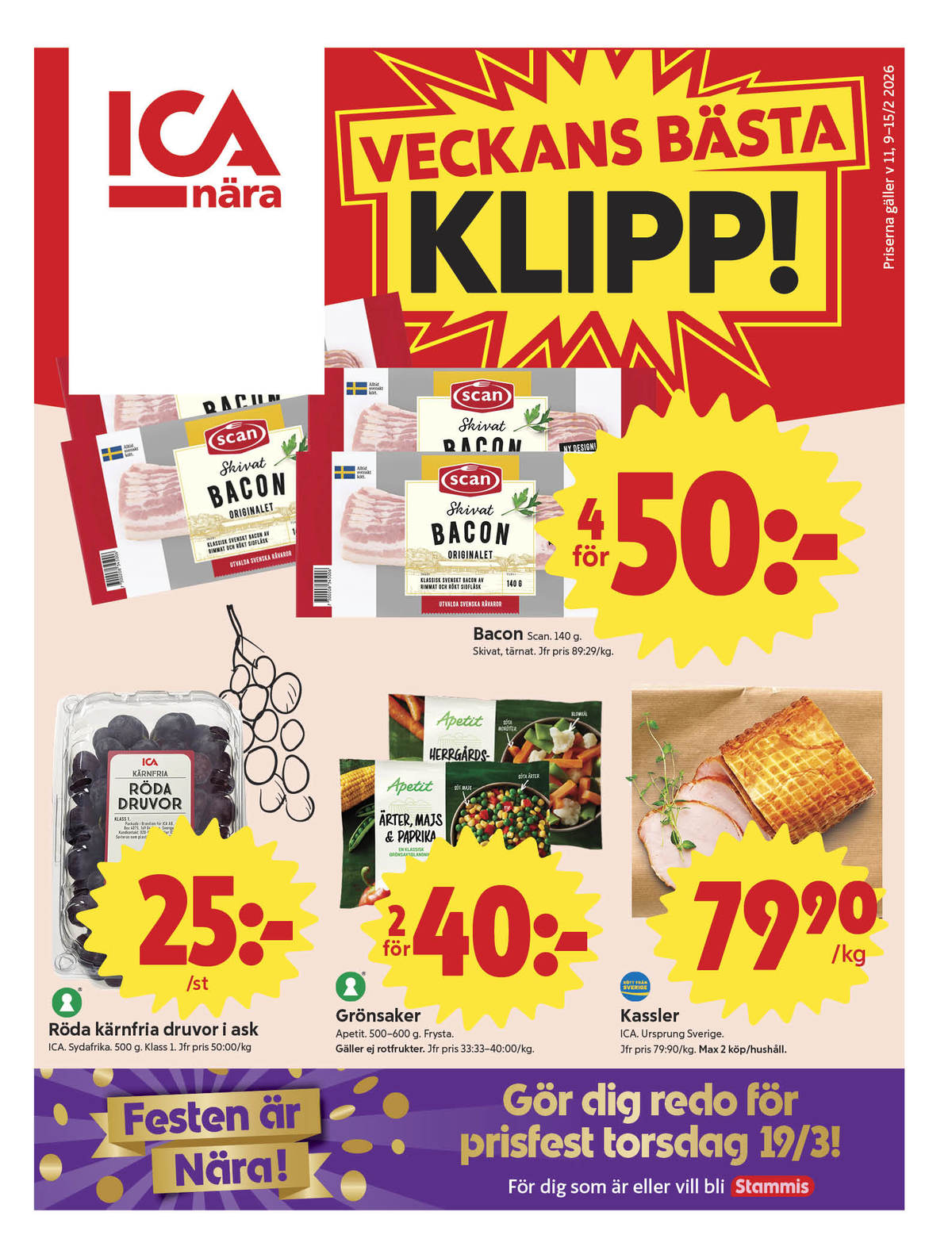 Se ICA Nära reklamblad för vecka 11 på Kampanjveckan.se. Se bra erbjudanden på många varor, t.ex. kassler scan eller vindruvor ica. Läs reklambladet här! Sida 1
