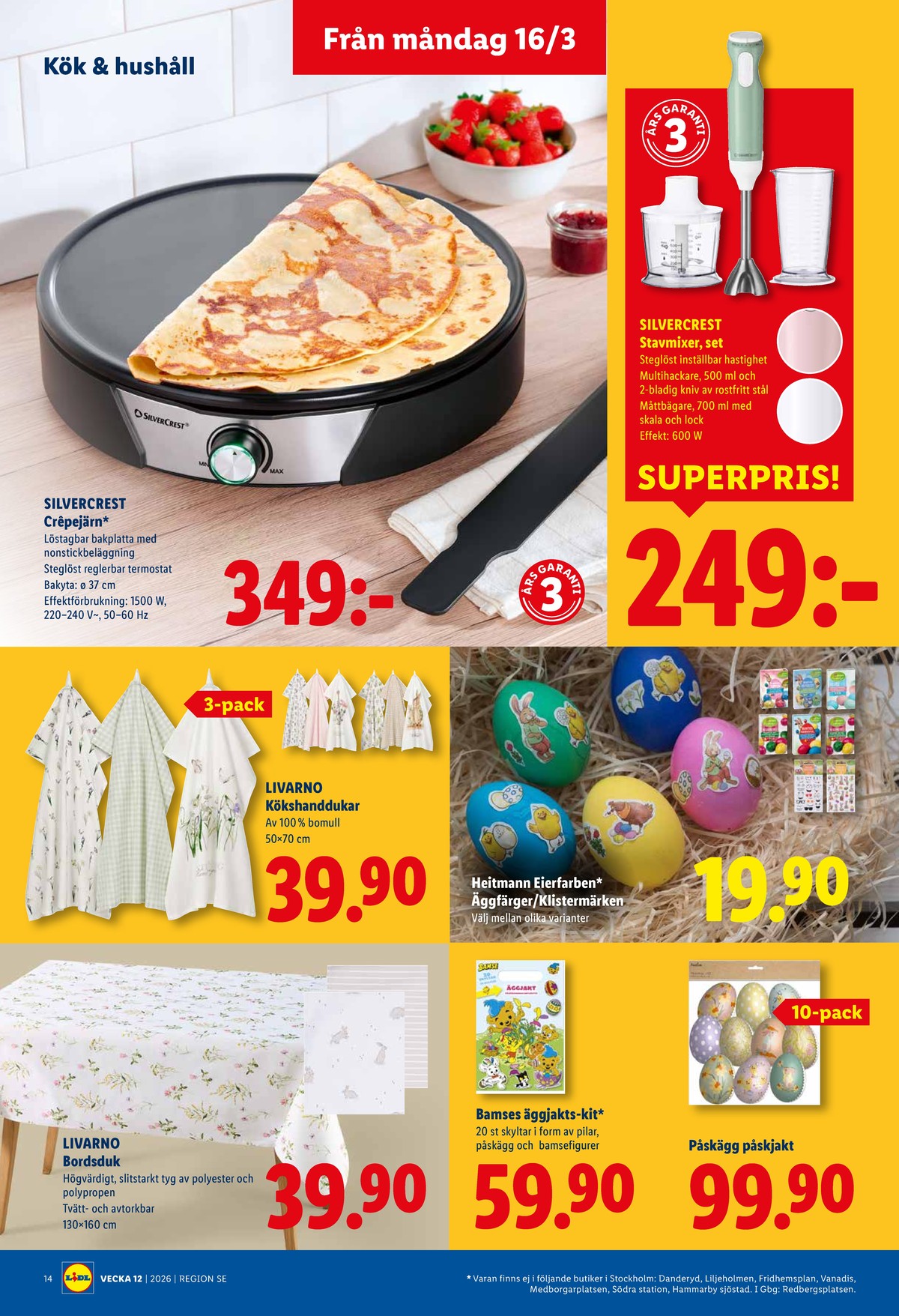 Se Lidl reklamblad för vecka 12 på Kampanjveckan.se. Se bra erbjudanden på många varor, t.ex. hobbyfärg heitmann eller crêpegräddare silvercrest. Läs reklambladet här! Sida 16
