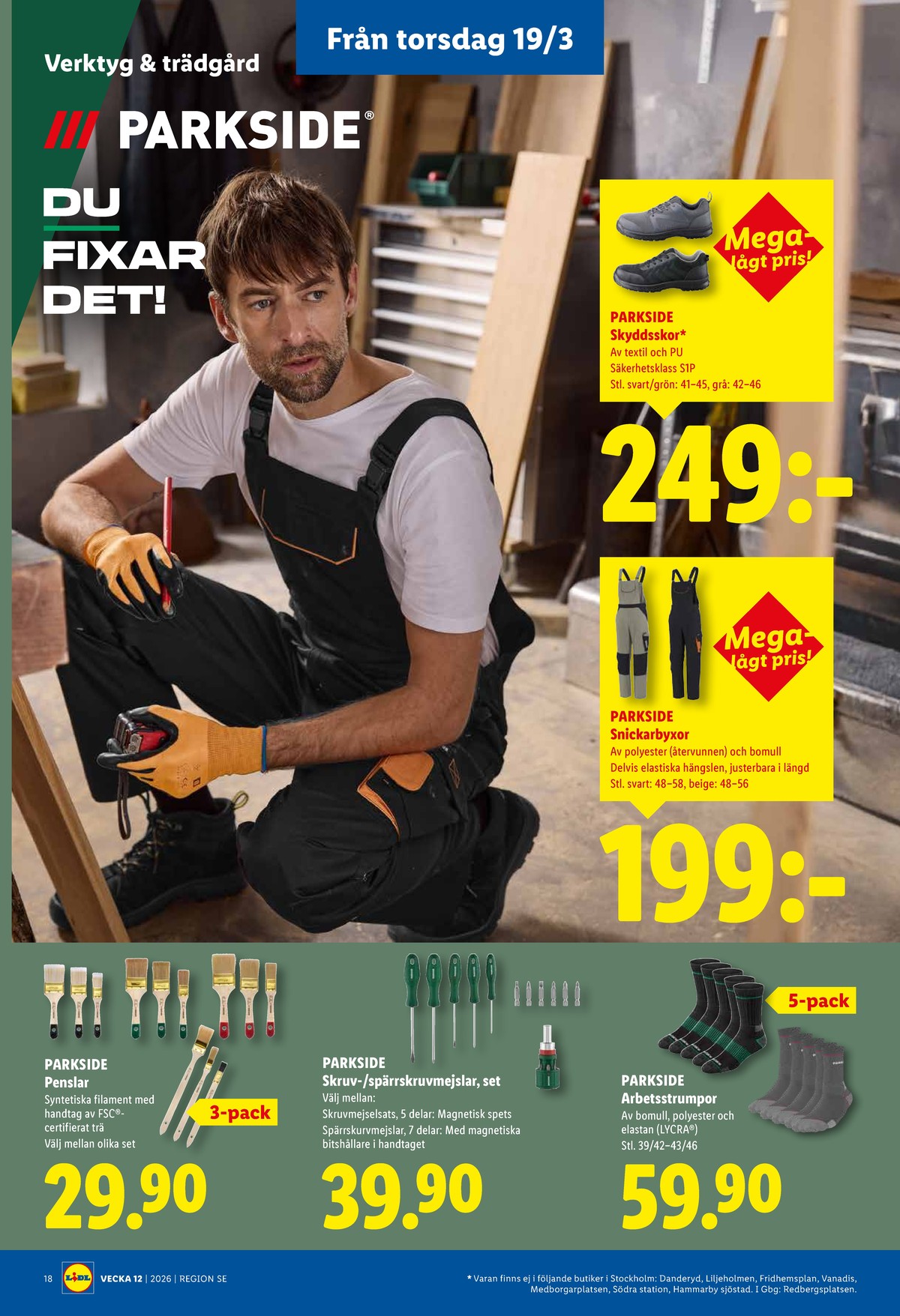 Se Lidl reklamblad för vecka 12 på Kampanjveckan.se. Se bra erbjudanden på många varor, t.ex. penslar parkside eller strumpor parkside. Läs reklambladet här! Sida 21
