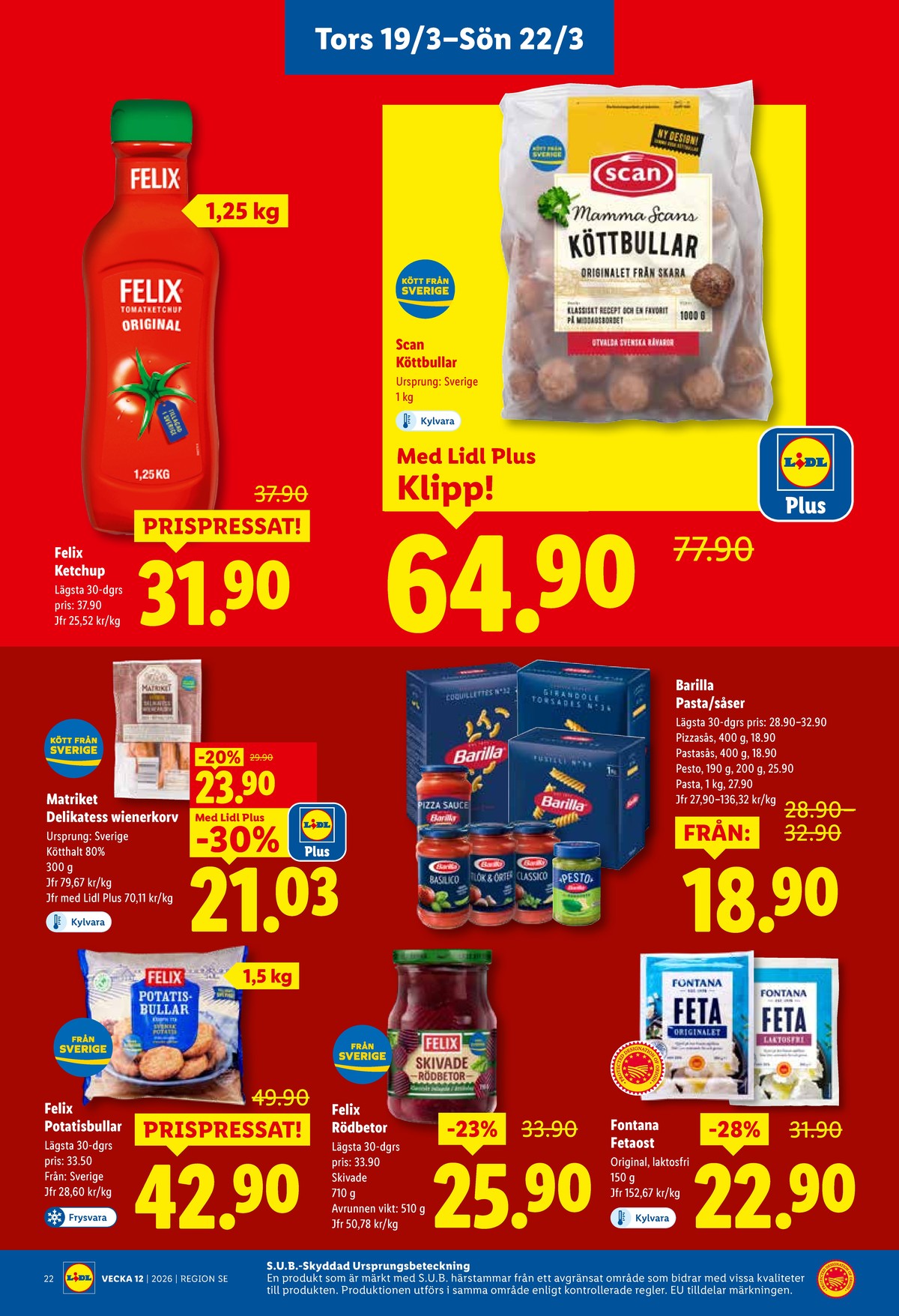 Se Lidl reklamblad för vecka 12 på Kampanjveckan.se. Se bra erbjudanden på många varor, t.ex. potatisbullar felix eller fetaost fontana. Läs reklambladet här! Sida 26
